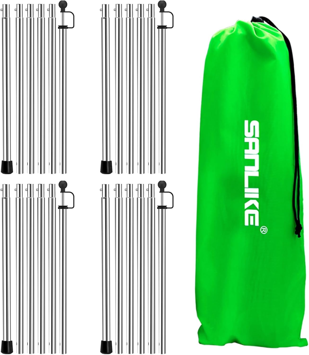 SANLIKE 2 Sets Tarp Poles 95in Telescoping Stainless Steel Tent Poles