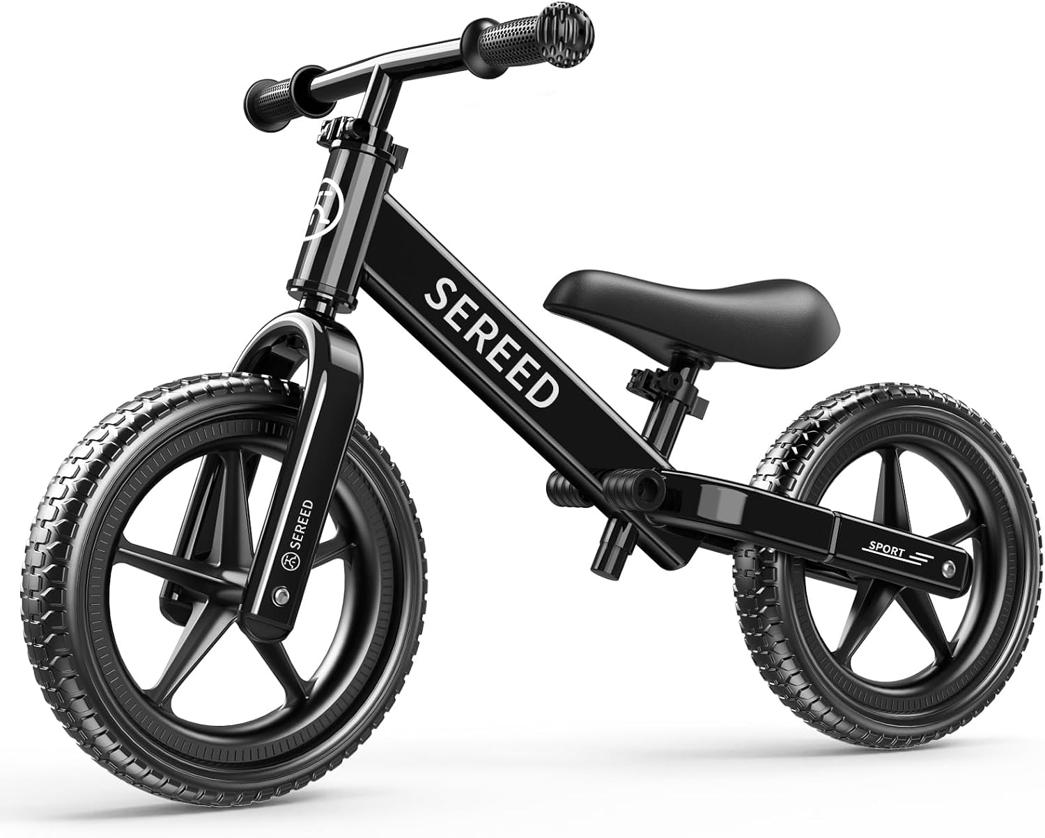 SEREED Toddler Balance Bike 2 Year Old, Gift for 2-3 Boys Girls, Adjustable | No Pedal Kids Toy Bike for 2-5 Years Old, Customize Plate with 3pcs Stickers (White)