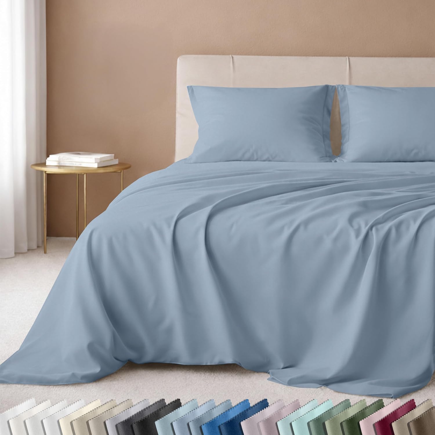 California Design Den Luxury 600 Thread Count Full Size Sheet Sets, Seafoam | 100% Cotton Sateen Backed by Good Housekeeping Seal, Soft & Smooth, 16" Deep Pocket, All-Around Elastic, Durable, Easy Care