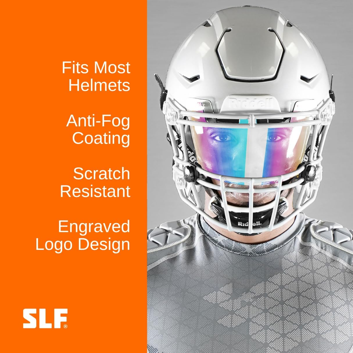 SLEEFS Clear Football Visor for Helmet - Professional Football Visor - Face & Eye Shield - Fits Youth & Adult Helmets - Includes Quick Visor Clips