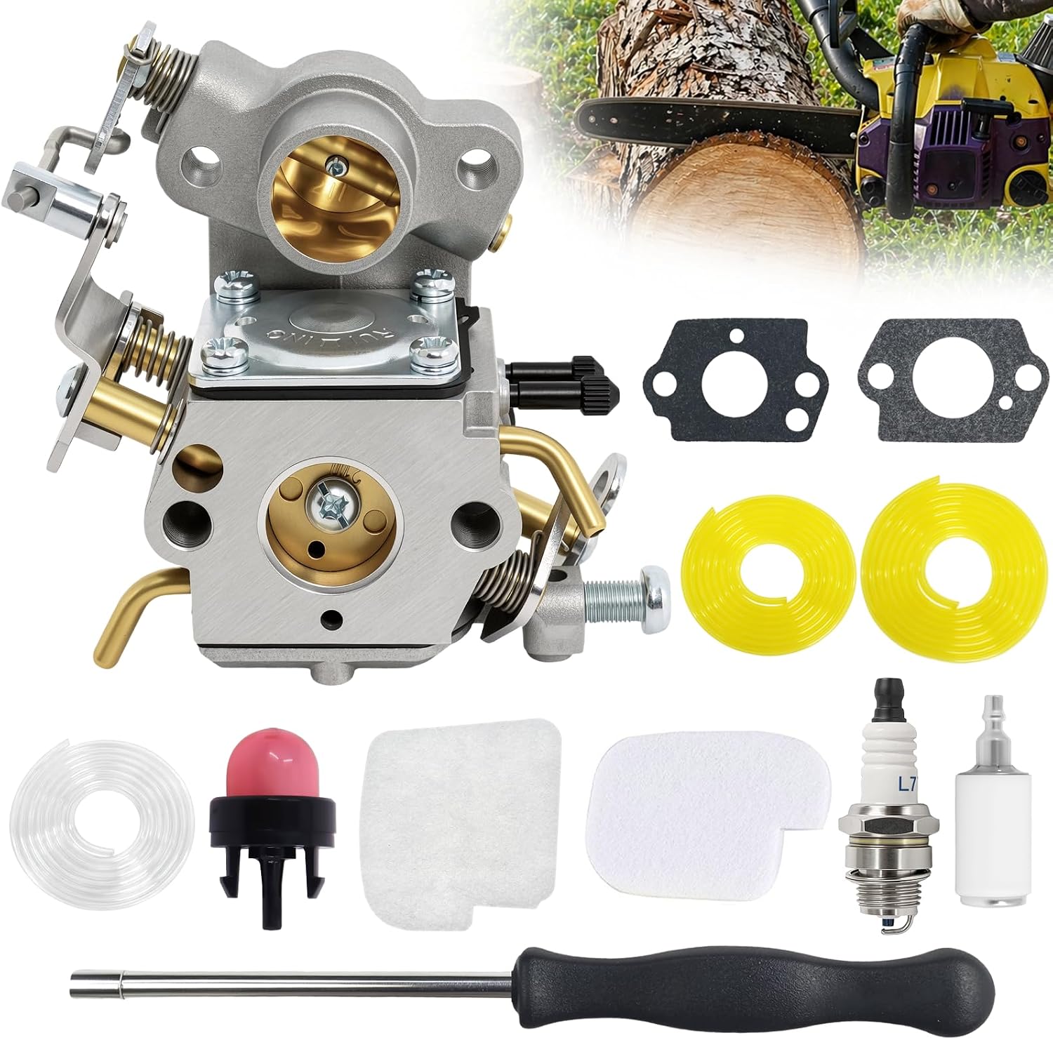 Podoy PP4218A P3314 Carburetor Compatible with Poulan Pro Chainsaw | Replaces 545070601 530070701 530035590, Compatible with P3416 P3816 PR4218 PP4218A 18" 35cc 42cc Craftsman ZAMA C1M-W26C