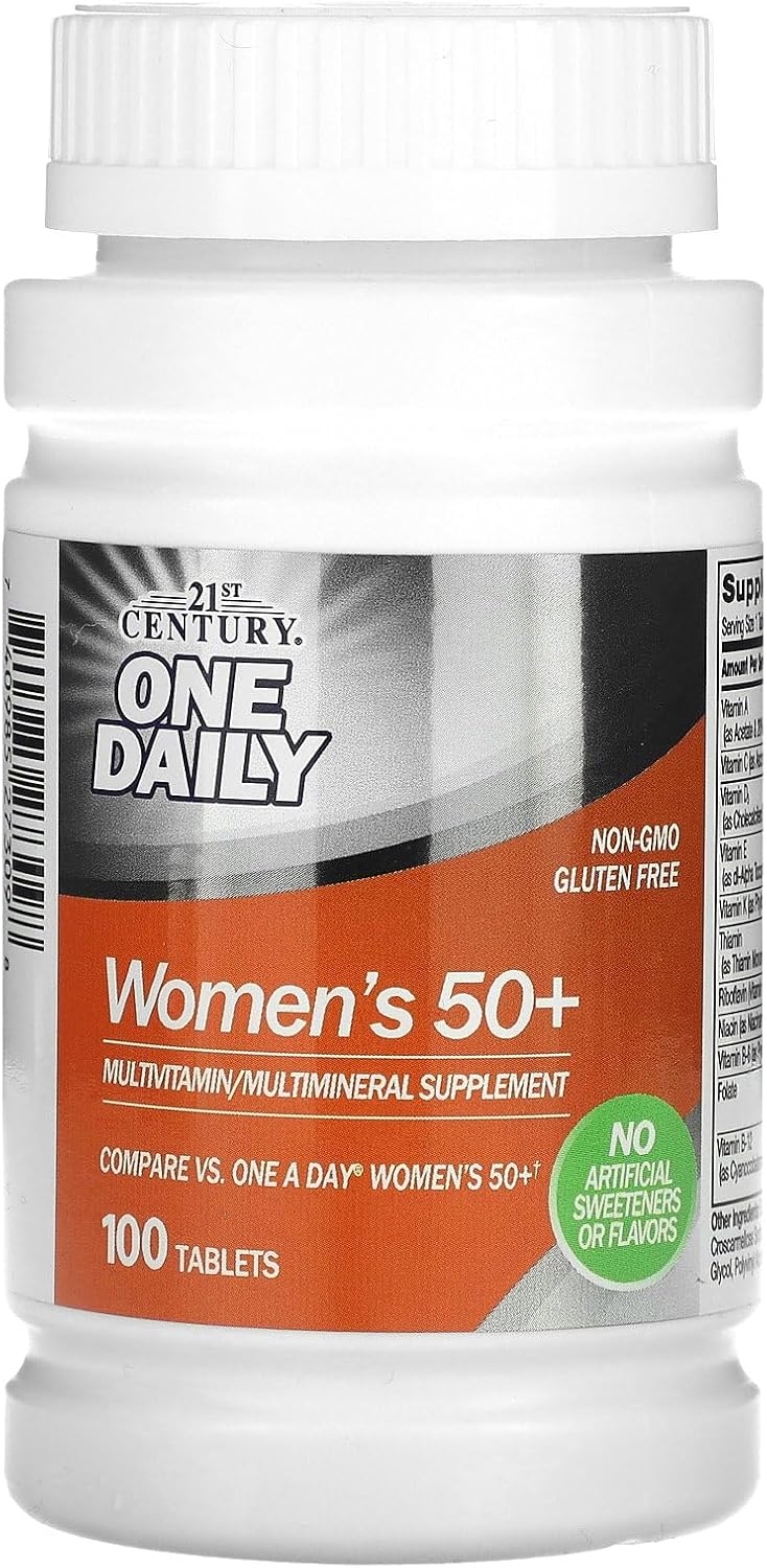 21st Century One Daily Women's 50+ Multivitamin Tablets, 100 Count | Complete Daily Multivitamin, Compare VS. One A Day® Women's 50+, Women Over 50 with Memory, Bone Strength, Everyday Wellness