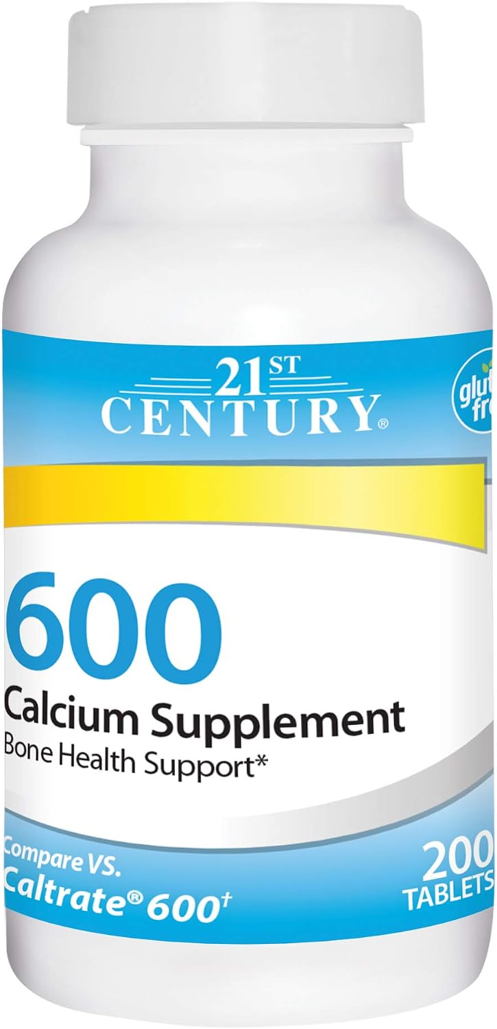21st Century Calcium 600mg Tablets, Bone Strength Support, 75 Count | Calcium Carbonate 600 mg, Compare VS. Caltrate® 600, Bone Strength & Density Support, Vegan-Friendly, Non-GMO, Gluten Free