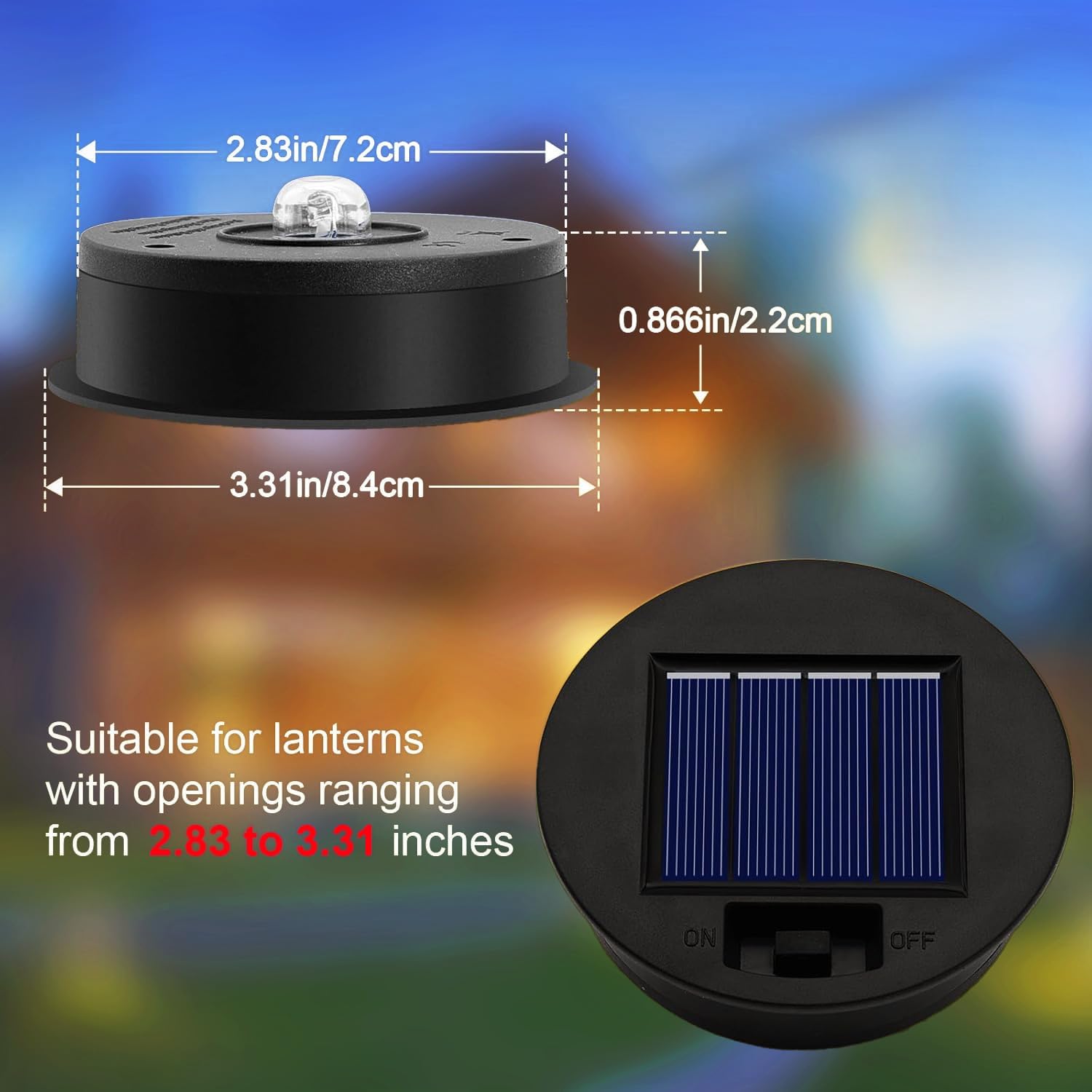 Solar Light Replacement Top Parts 4 Pack(Top Size 3.31 inch