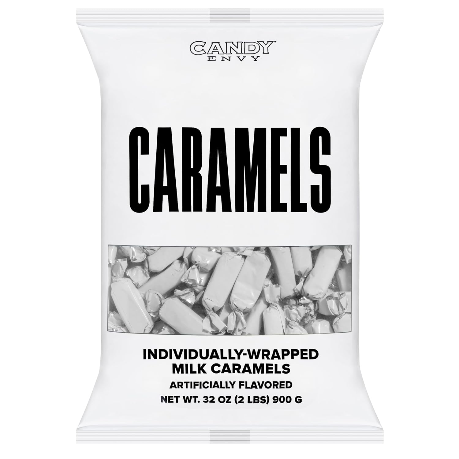 Candy Envy - Individually Wrapped Caramels - White Wrapper - 2 Pound Bulk White Candy