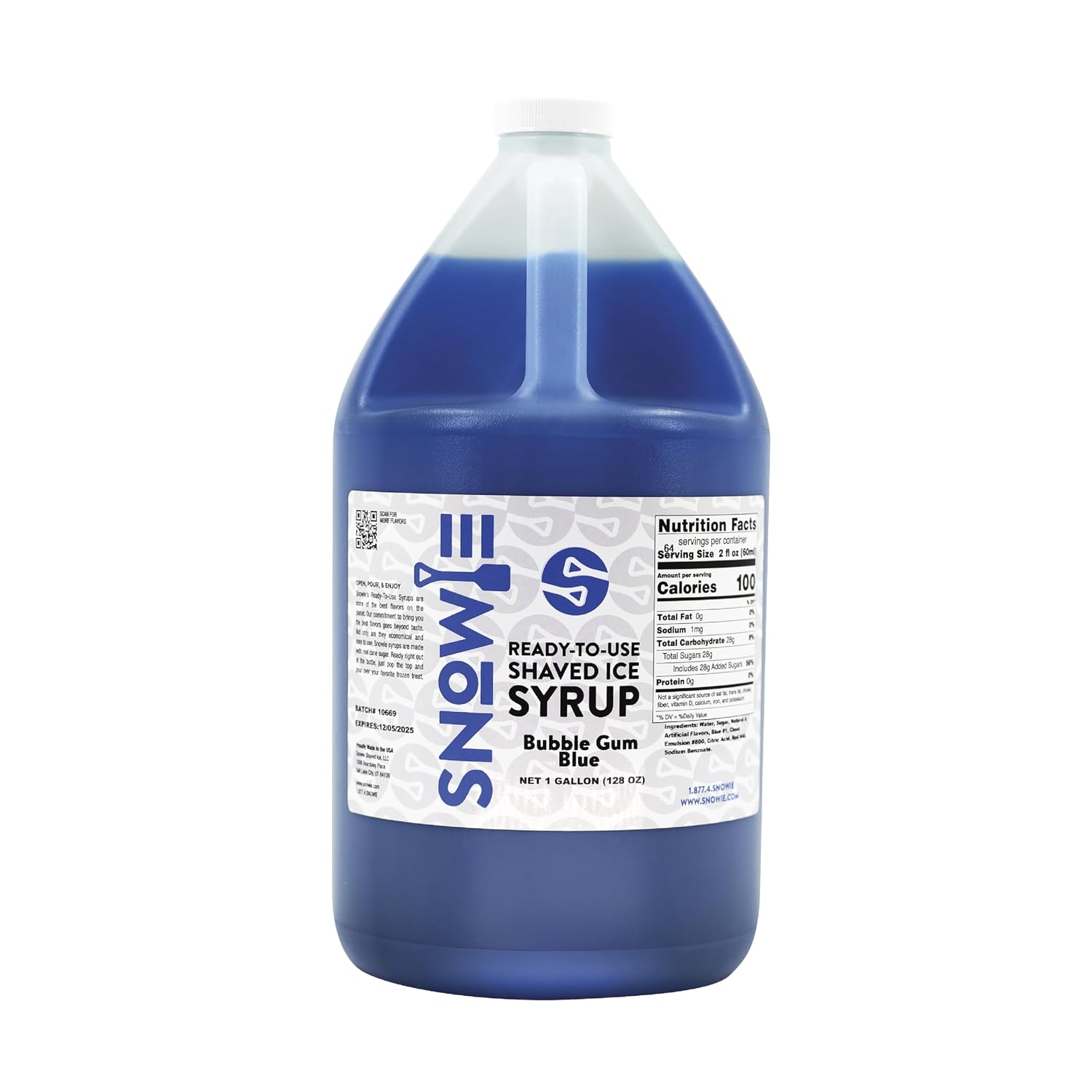 SNOWIE Ready to Use Shaved Ice Snow Cone Syrup - Gallon (Cotton Candy Pink)