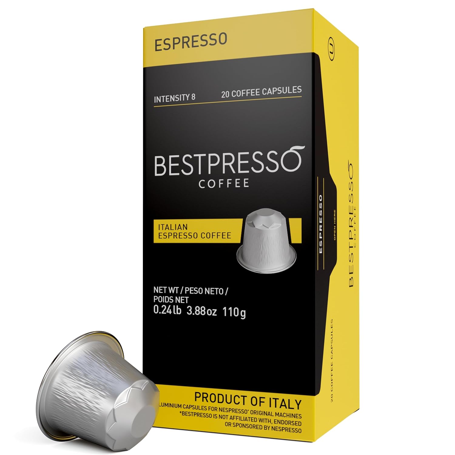 Bestpresso Coffee for Nespresso Original Machine 120 pods Certified Genuine Espresso Flavored Pack Vanilla Pods Compatible with Nespresso Original