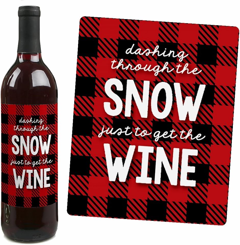 Big Dot of Happiness Ugly Sweater - Holiday and Christmas Wine Bottle Label Stickers - Set of 4