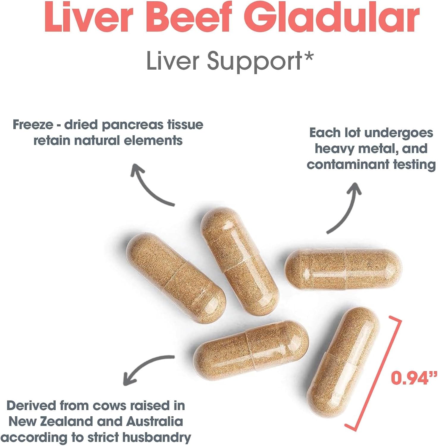 Allergy Research Group ARG Liver Beef Natural Glandular - 1000 mg Bovine Liver - Supports Liver Function - Hypoallergenic Formula - 62 Servings