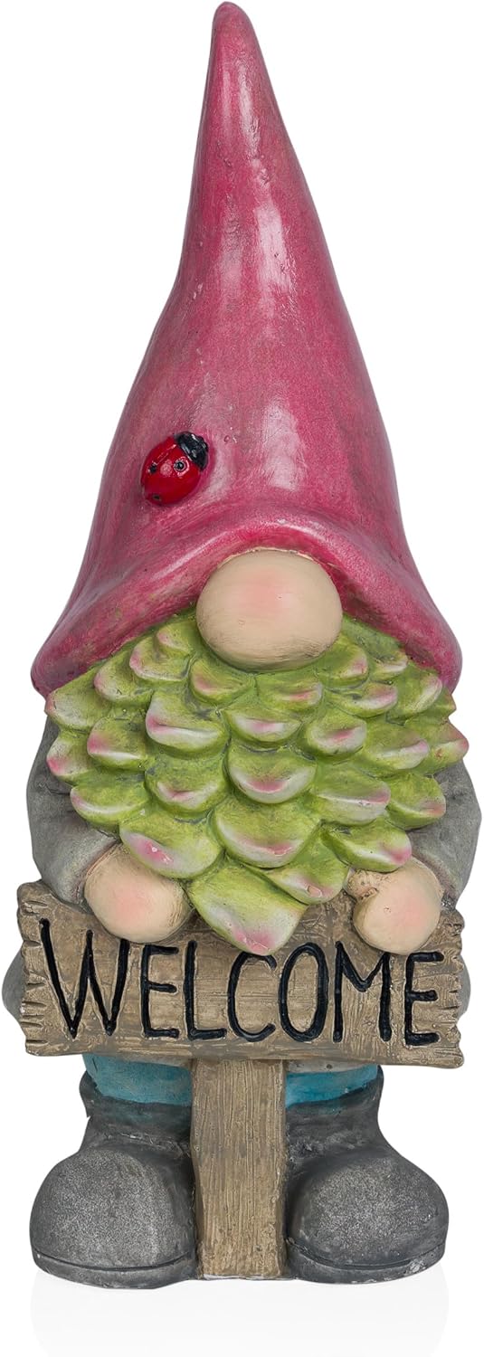 Alpine Corporation 12" Tall Traditional Outdoor Garden Gnome Yard Statue Decoration