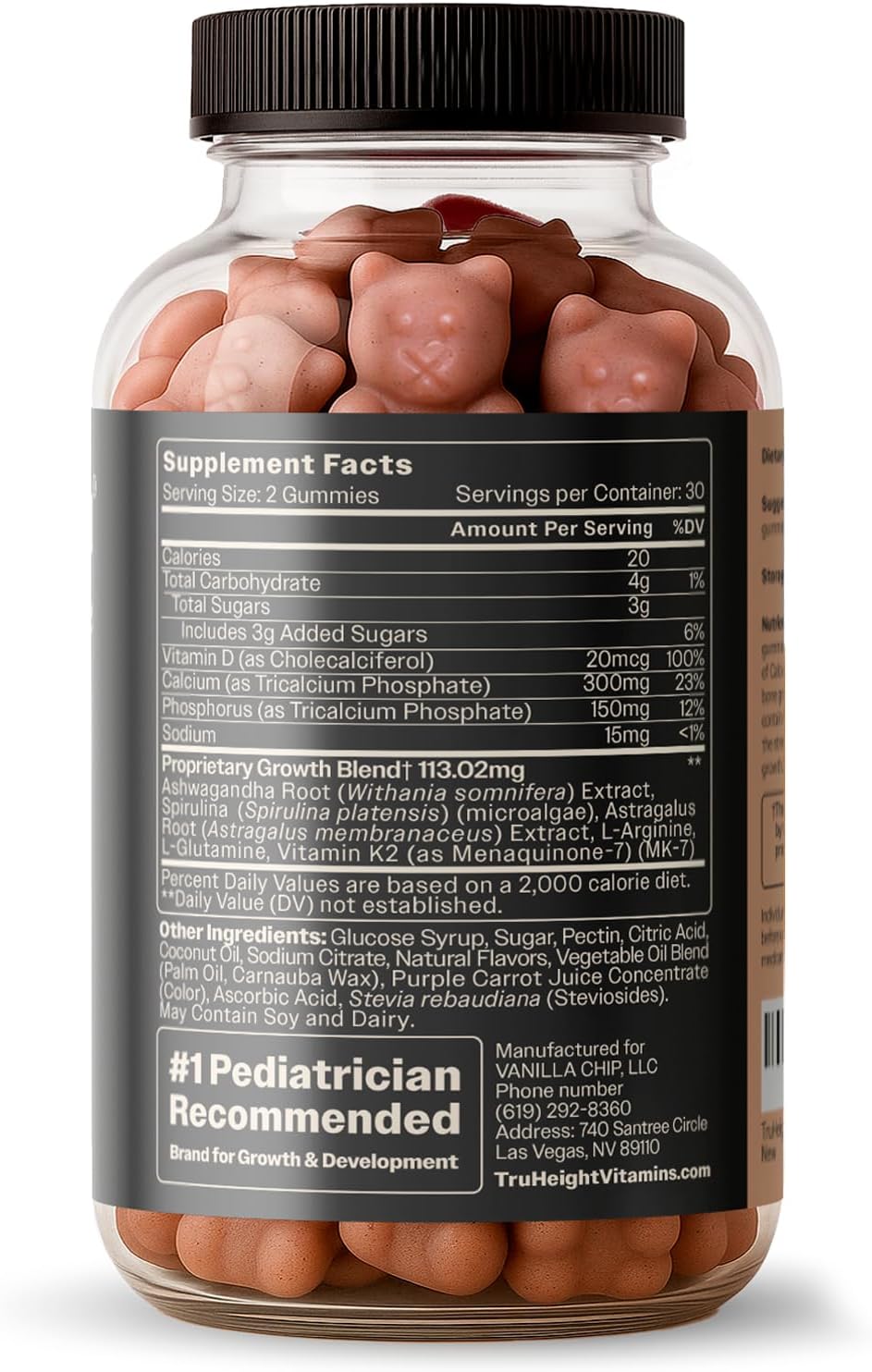 TruHeight Growth Gummies (Watermelon) Tall Nutrition for Natural Growth Supplement for Kids & Teens - Vitamin D, K, Calcium & Ashwagandha