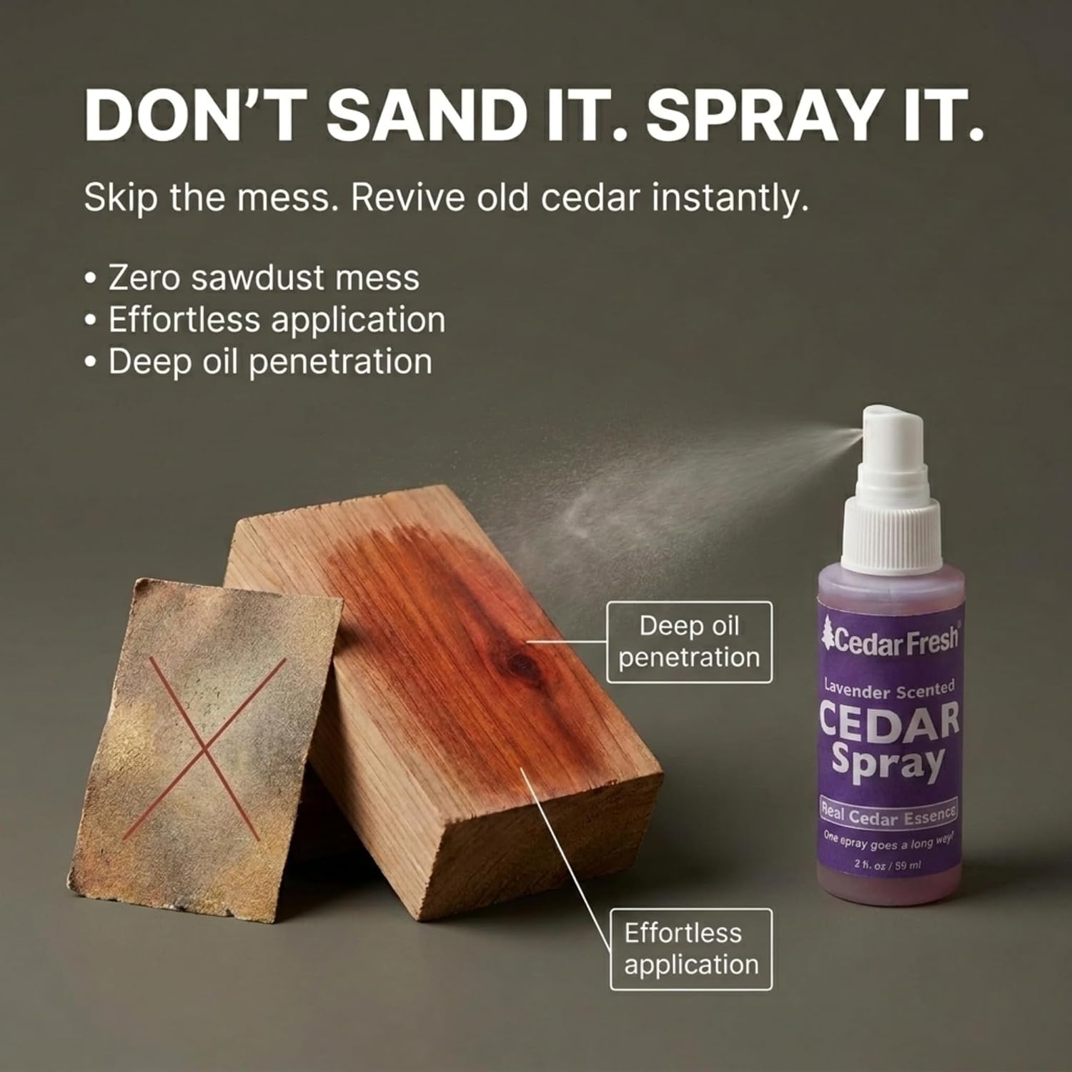 Household Essentials CedarFresh 2‑Ounce Cedar Power Spray, Natural Cedar Essence Odor Neutralizer