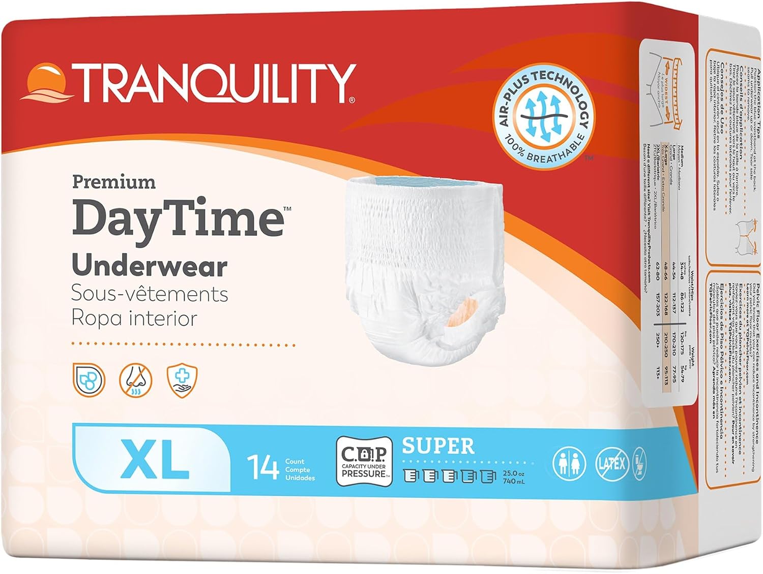 Tranquility Premium Daytime Disposable Absorbent Underwear, L, 54 in, 16 ct | Breathable All-Day Comfort, Adult Diapers