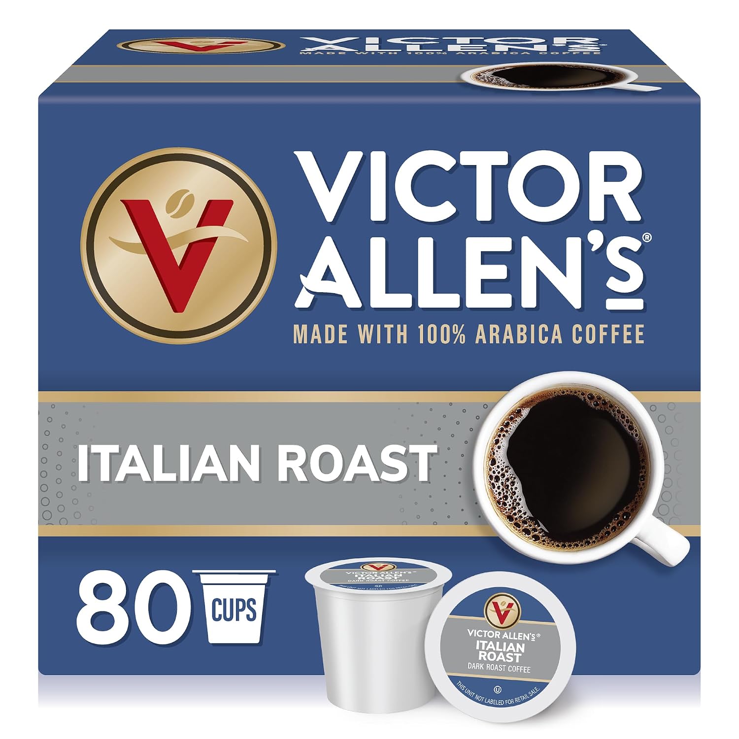 Victor Allen's Coffee Donut Shop Blend, Medium Roast, 80 Count, Single Serve Coffee Pods for Keurig K-Cup Brewers | 100% Arabica beans, Compatible with all K-Cup brewers, Kosher-OU (Pareve), 90-150mg caffeine per serving