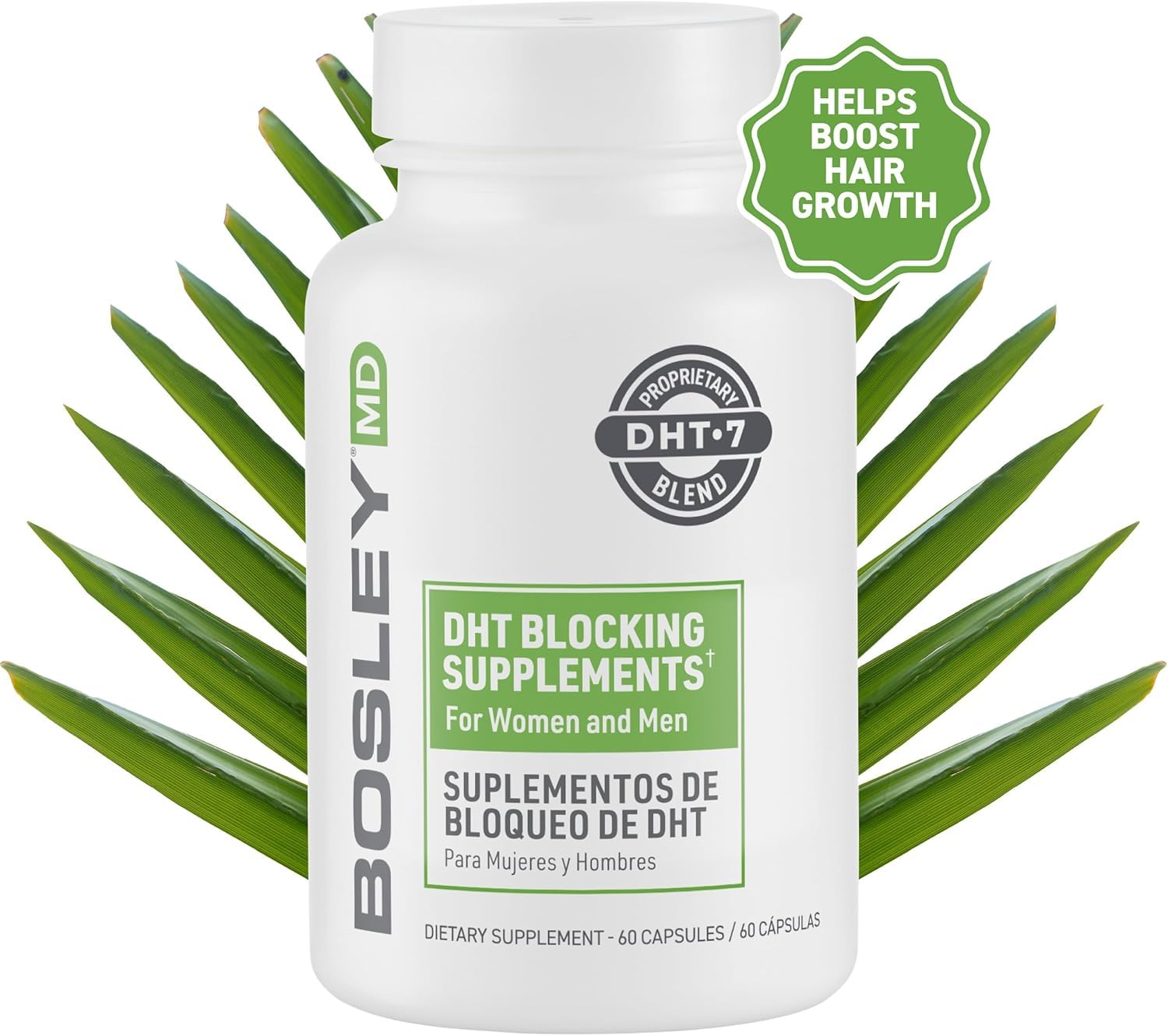 BosleyMD Women’s Healthy Hair Growth Supplements for Thicker, Fuller Hair– DHT-Blocking Botanicals with Biotin, Niacin, Zinc & L-Lysine – Rich in Vitamins & Minerals – 60 Capsules (2-Month Supply)