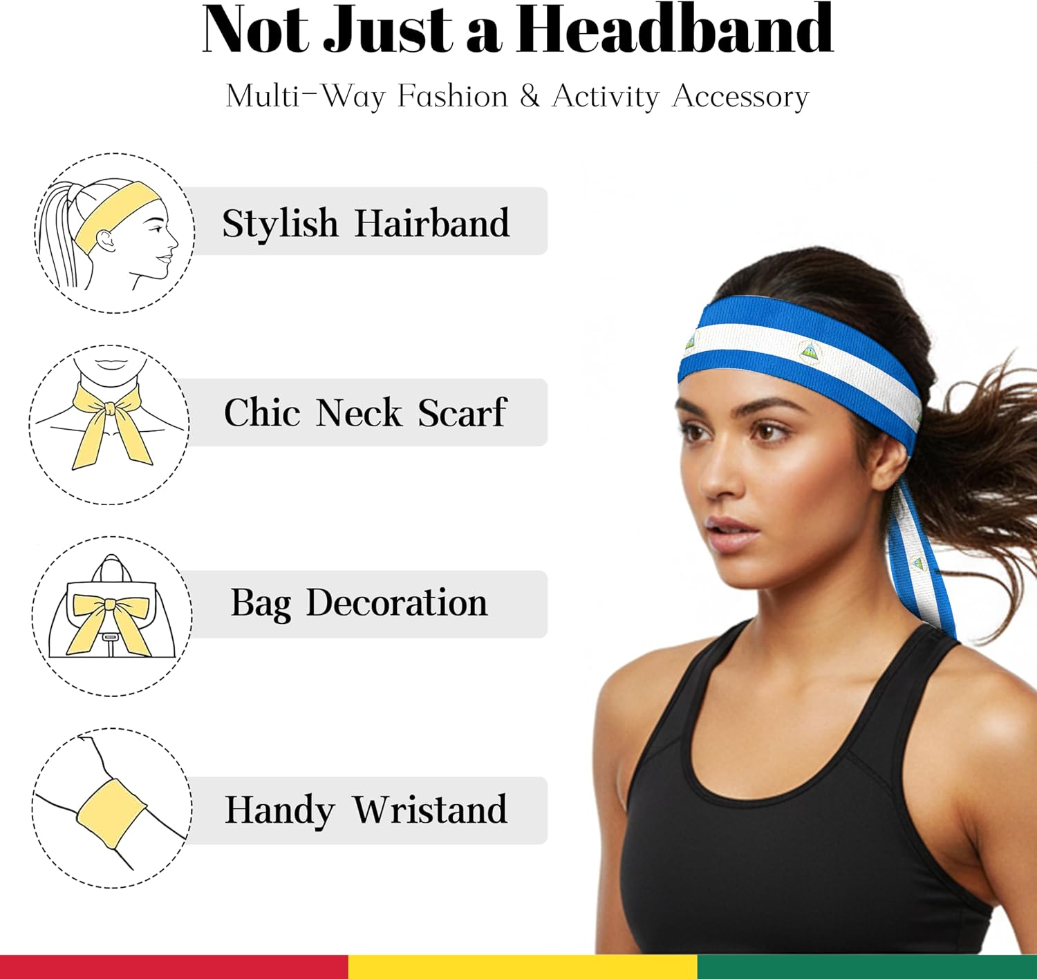 Tie Headbands for Men Women,Pattern Gymwrap,Gym Workout Adjustable Non-Slip Sweatbands for Running,40 X 2.4In