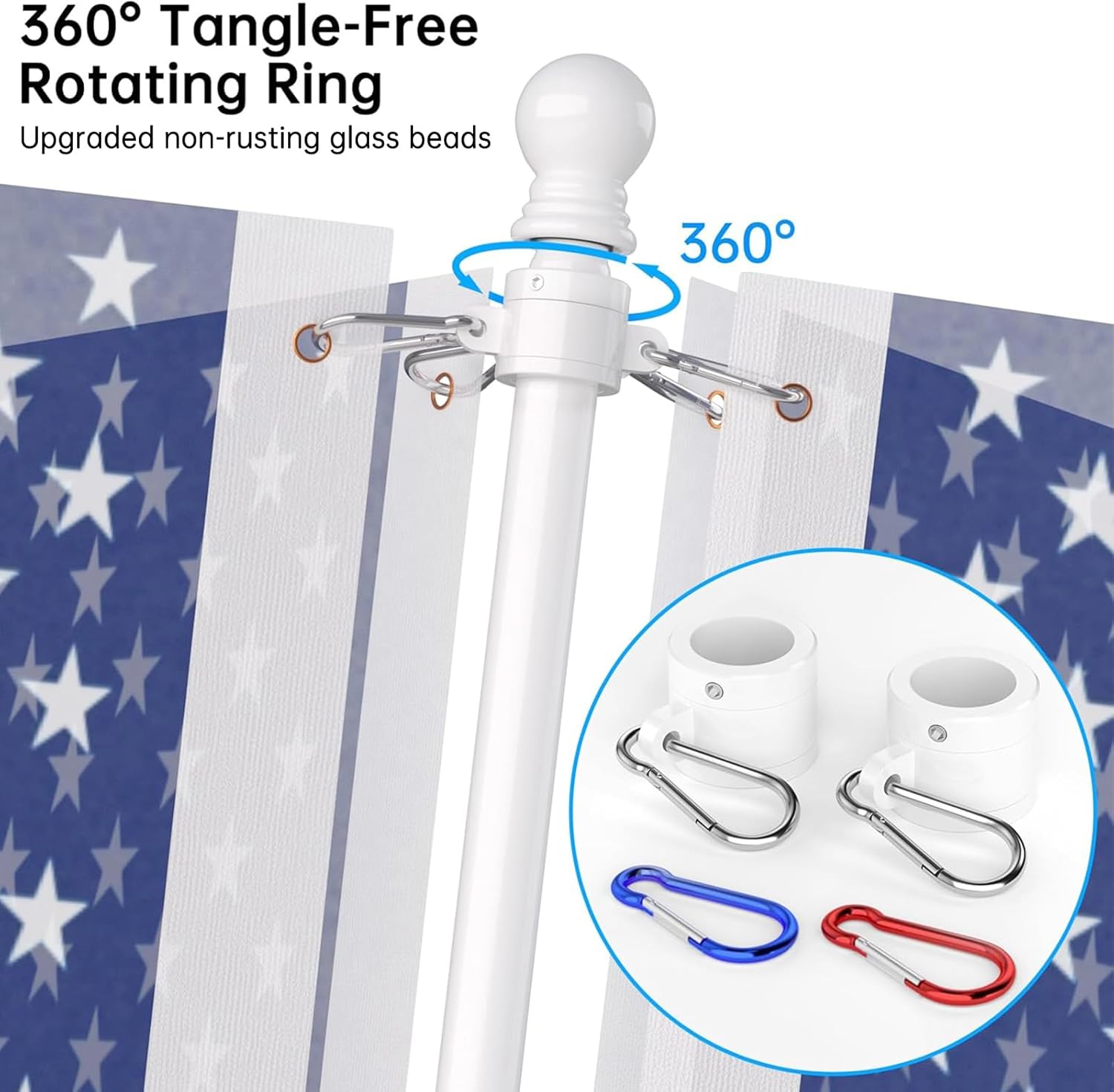 ZMTECH Flag Pole - Upgraded Bracket, 6 FT Stainless Steel Flag Poles for Outside House, Residential or Commerical