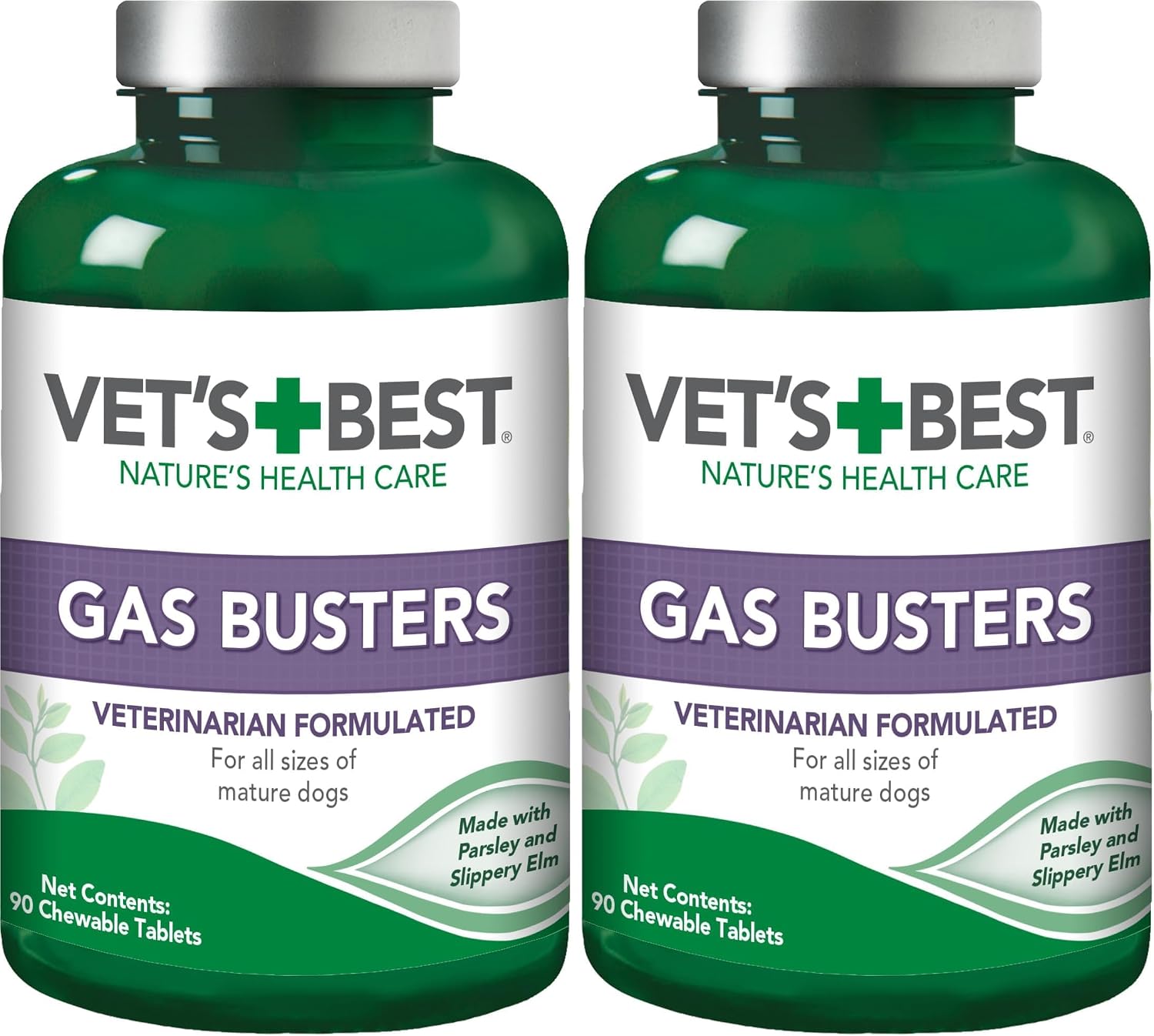 Vet's Best Gas Busters Digestive Support Tablets for Dogs, 90 Count | Helps Relieve Gas, Bloating & Constipation, Supports Healthy Digestion, Chewable Daily Digestive Aid for Dogs