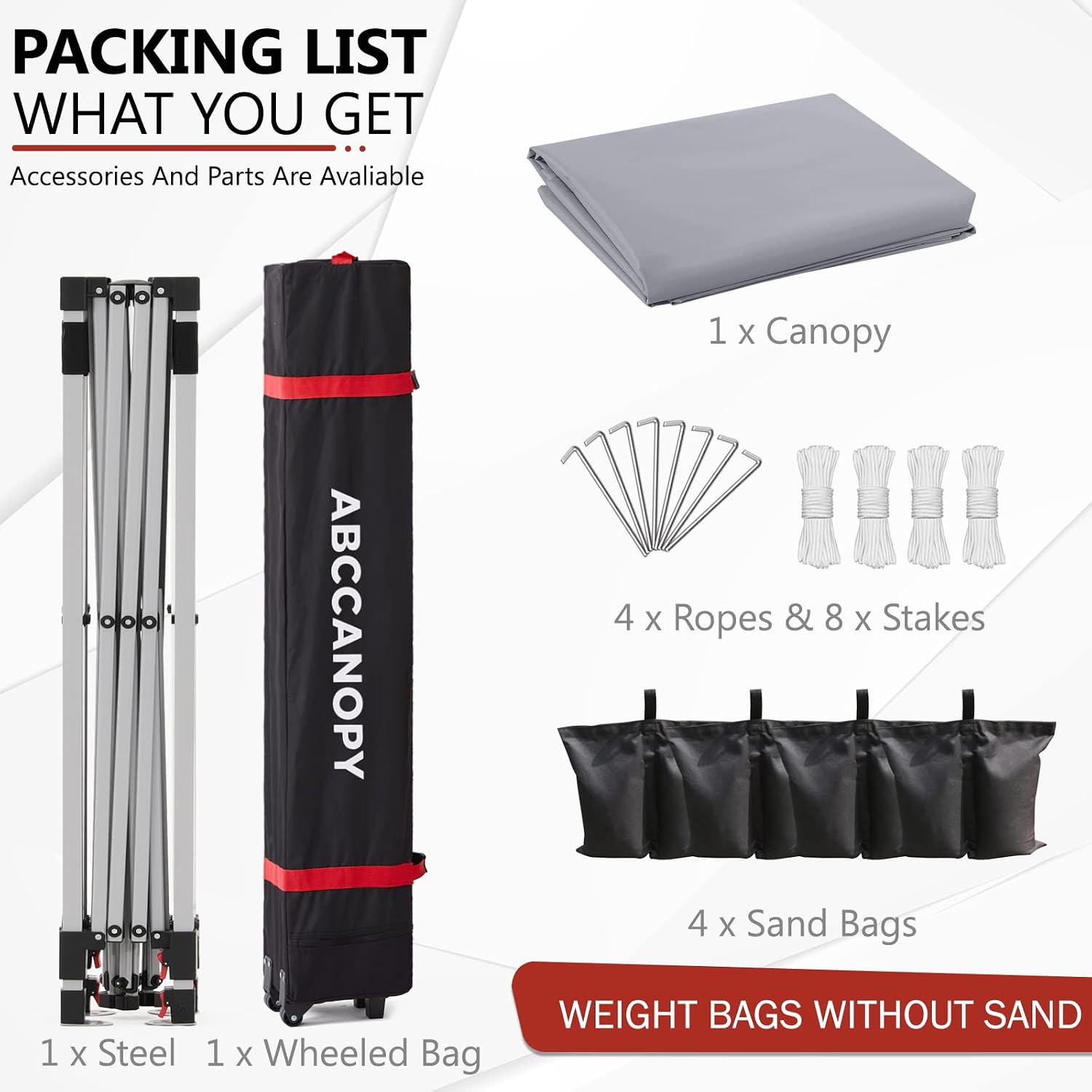 ABCCANOPY Outdoor Pop up Canopy Tent, 10x10 Instant Portable Canopy for Camping, Beach, Backyard,Gray | Water resistant & UV protection canopy, easy setup, with carry bag, ideal for camping, beach, backyard, market events