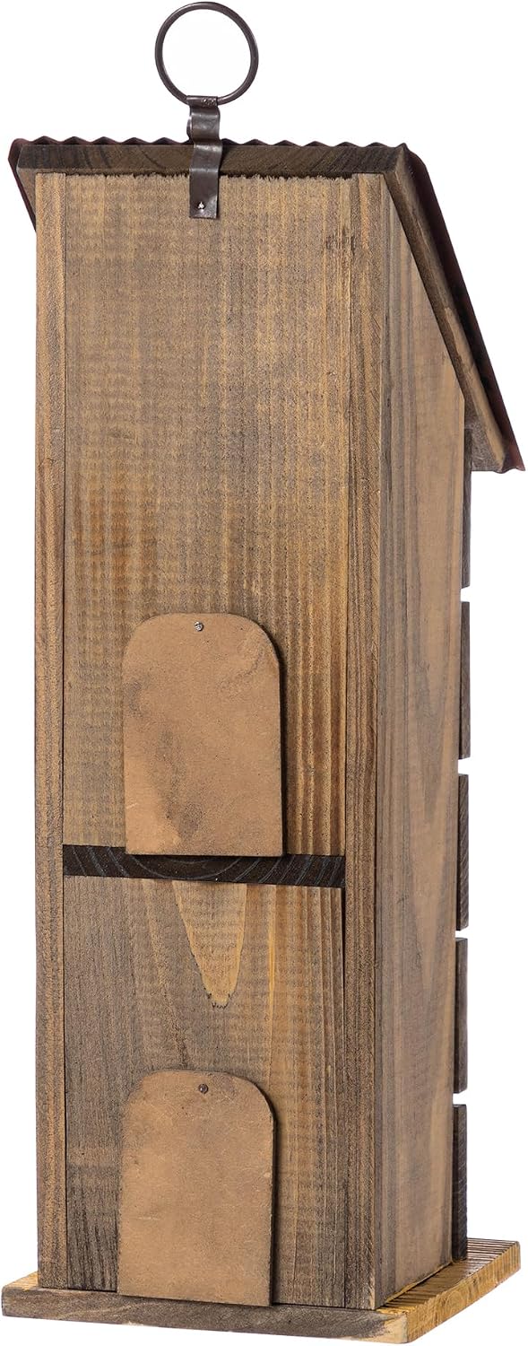 Glitzhome Bird Houses for Outside,10" H Rustic Wooden Bird House Garden Distressed Decorative Birdhouse for Outdoors, Hanging Birdhouse for Bluebird Hummingbird Wren Finch Cardinals Cedar