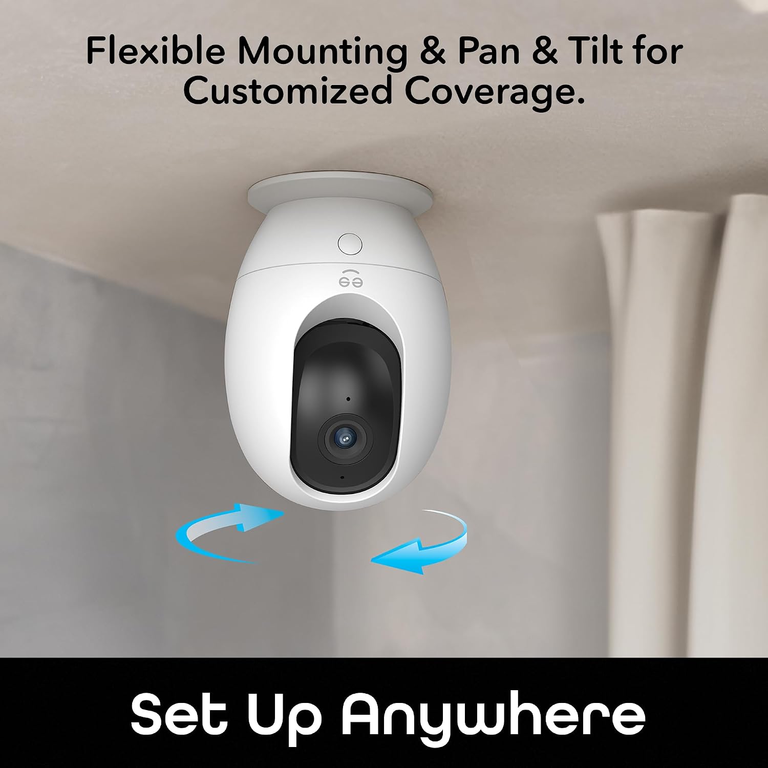 Geeni PetConnect Auto-Rotate Crystal-Clear 2K Quad HD Smart Pet Camera | 2560X1440 2K resolution at 20 fps, motion detection, night vision
