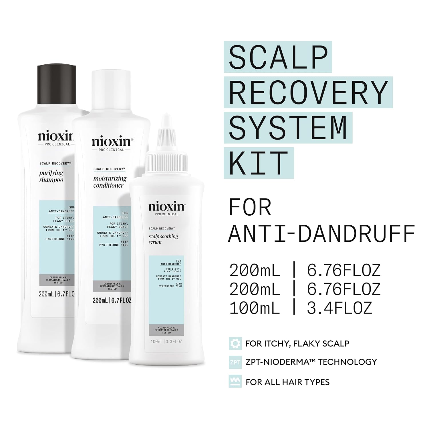 Nioxin Scalp Recovery Anti-Dandruff System Kit | For Itchy & Flaky Scalp
