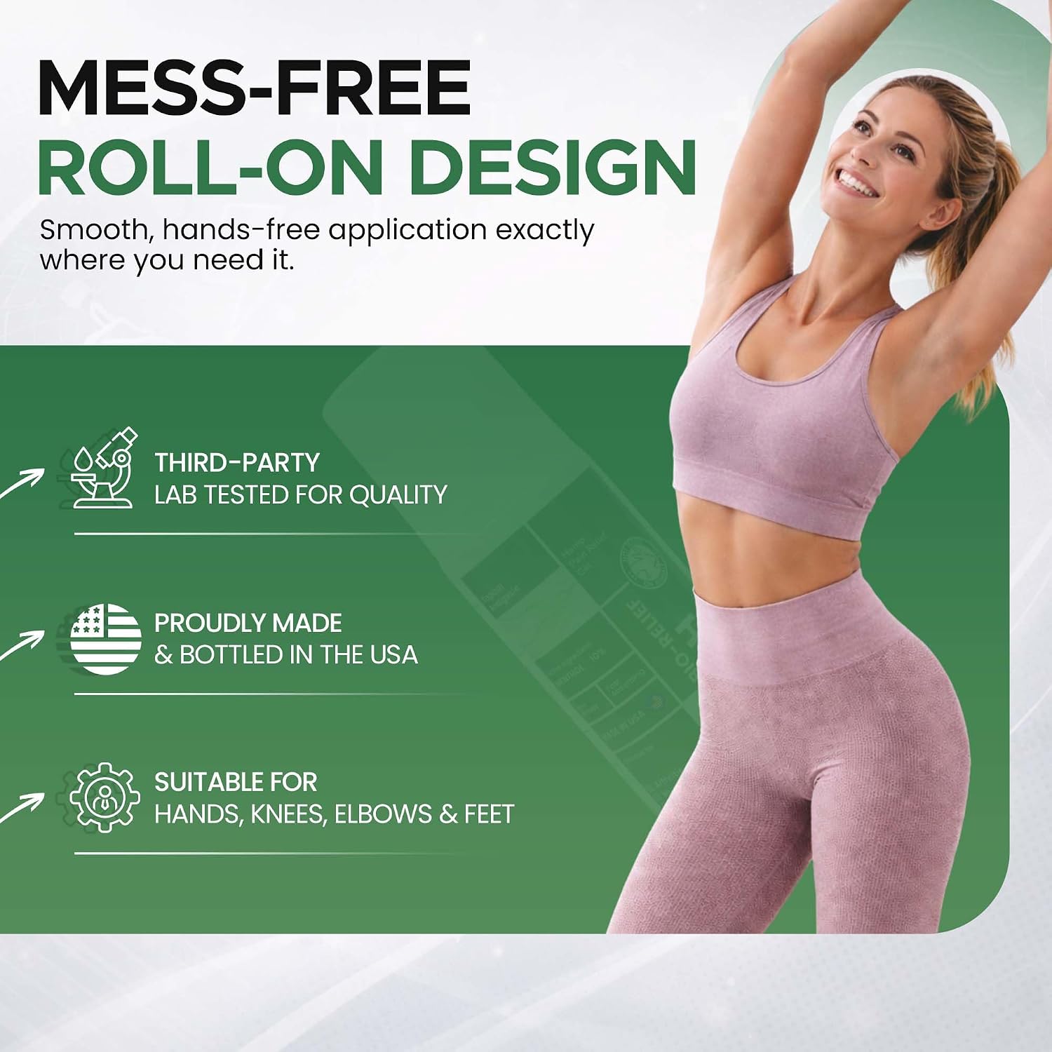 BIO-RELIEF Fast-Acting Hemp Pain Relief Roll On, Cool & Topical Pain Relief