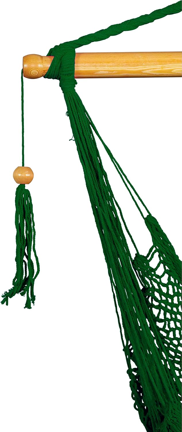 Bliss Hammocks BHC-412NT Island Rope Hammock Chair, Eco Friendly & Hand Woven, Varnish Coated 40 Inch Wood Spreader, Easy to Hang w/Included Hanging Kit, Supports up to 265 pounds, Natural Rope