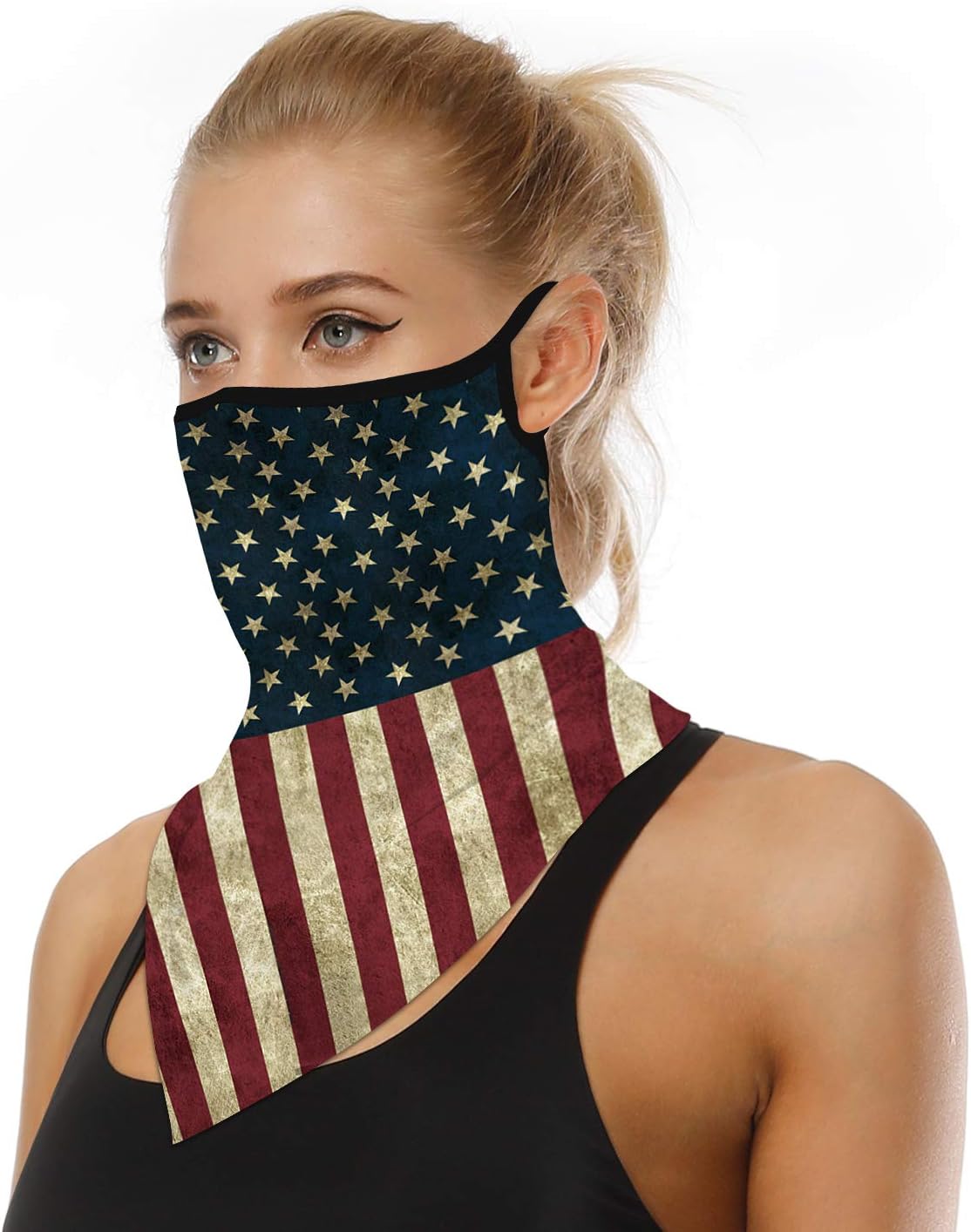 YAYOUREL Neck Gaiter Face Mask Bandanas for Men Women UV Face Scarf Cover Ear Loop Hole Facemask for Fishing Running Cycling