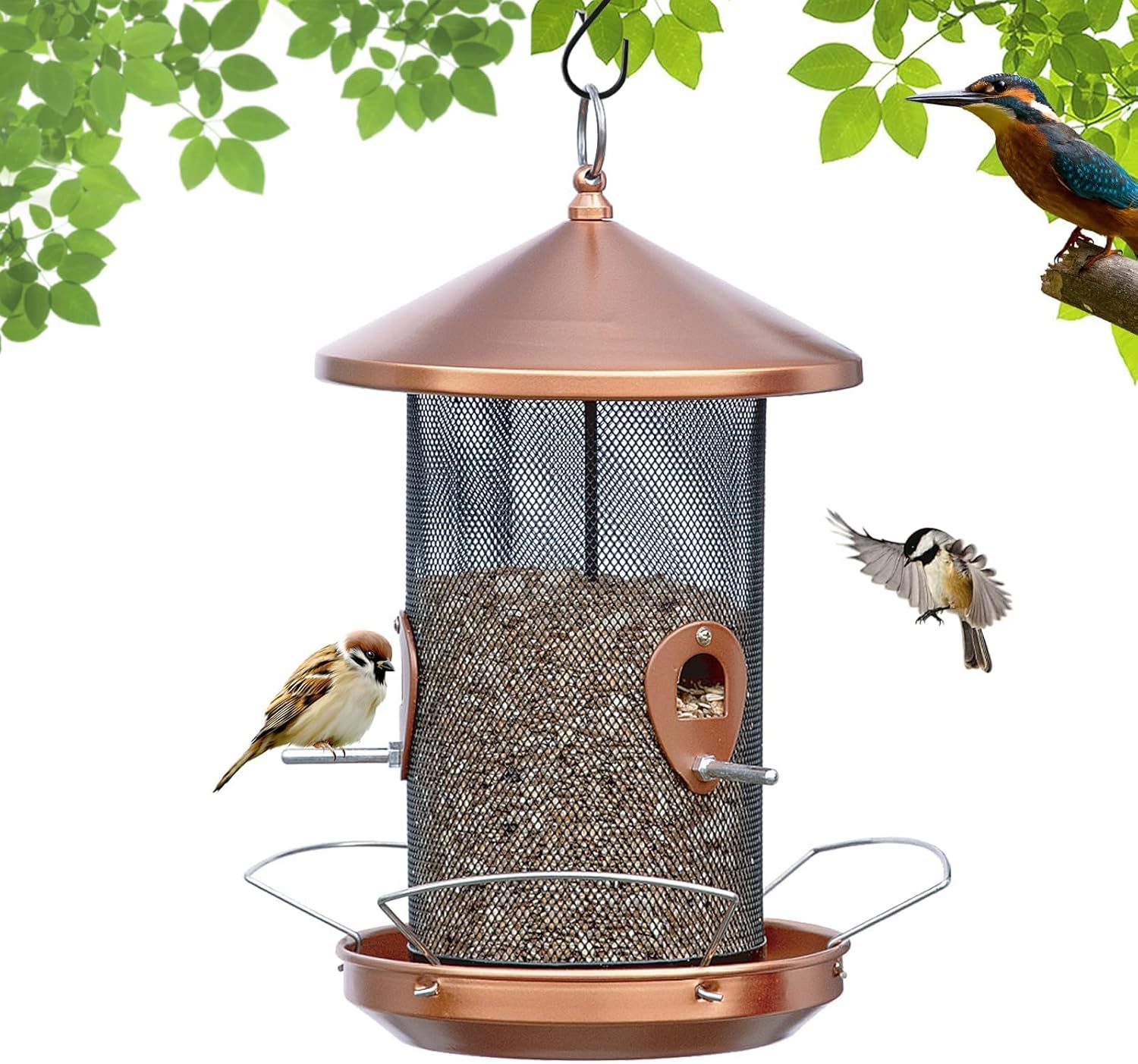 Large Bird Feeders for Outside: 3-5LB Capacity Seed Feeding | 12.6inch Easy Hanging for Tree Garden Yard Outside Decor Cardinal Finch - Gardening