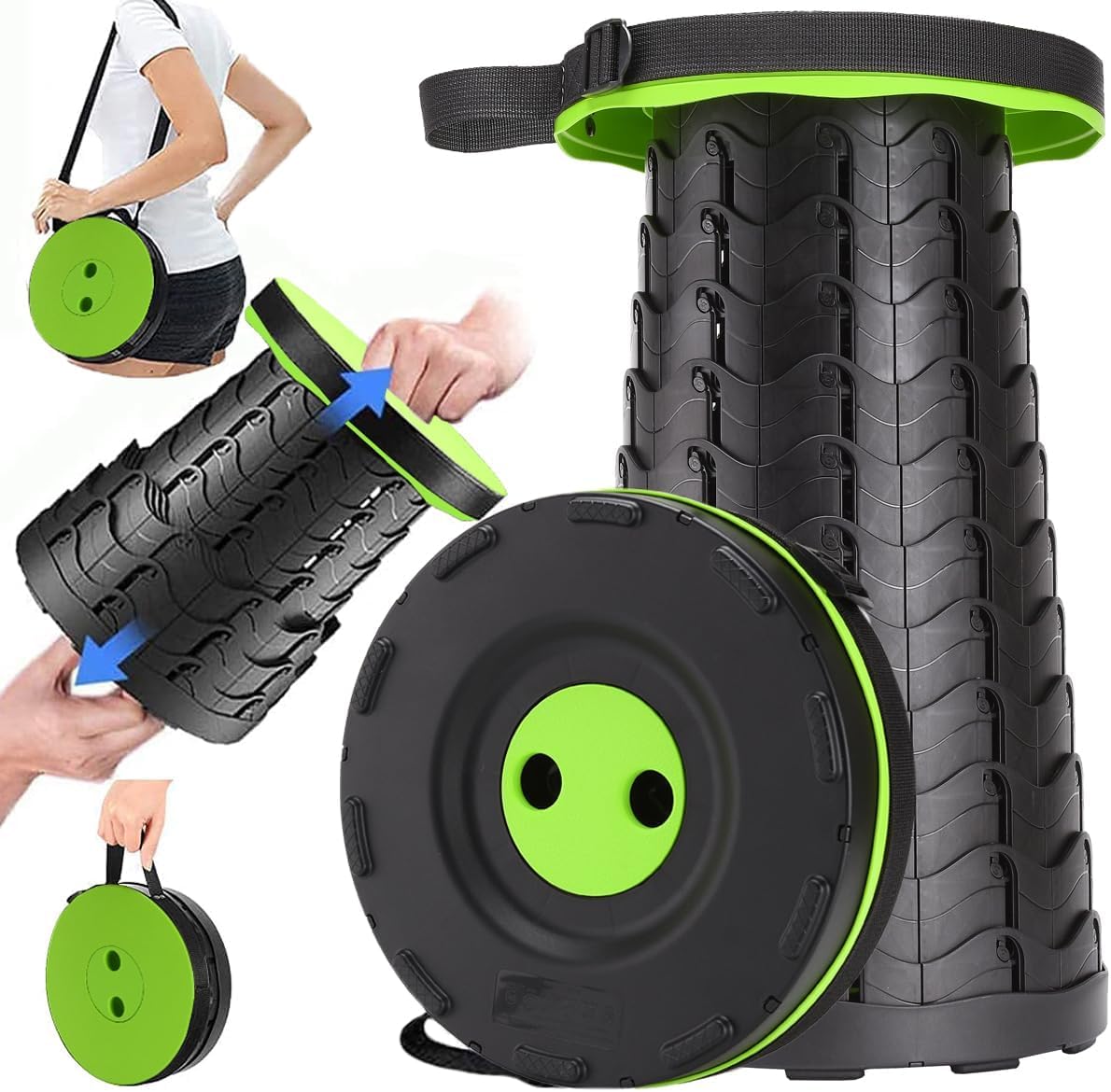 Fishboy Collapsible Stool for Adults, Portable Folding Camping Seat, 400lbs