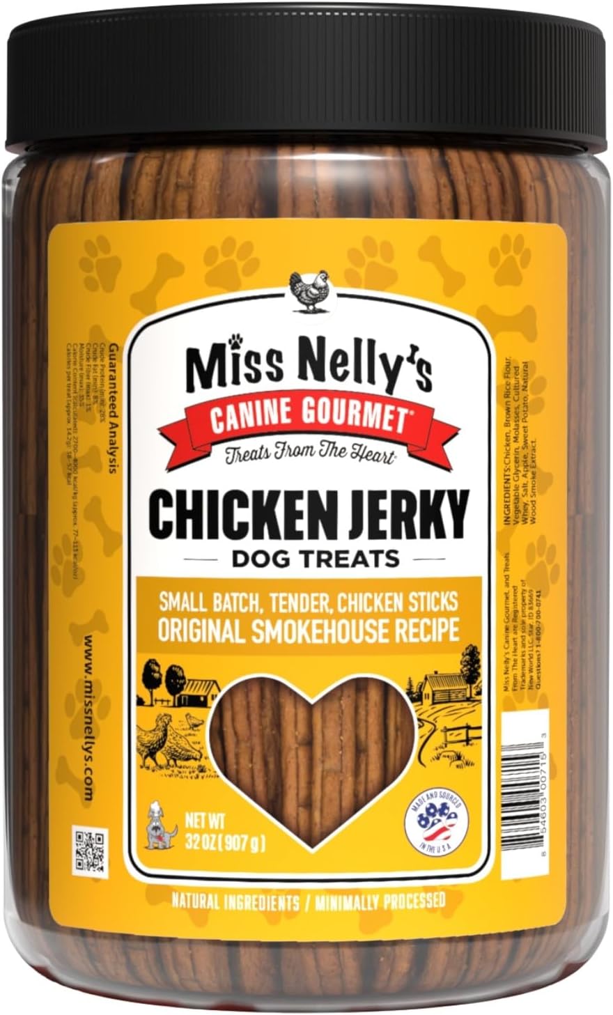 Miss Nelly's- All Natural Beef Jerky Dog Treats Made in USA Only, 16 oz Bag