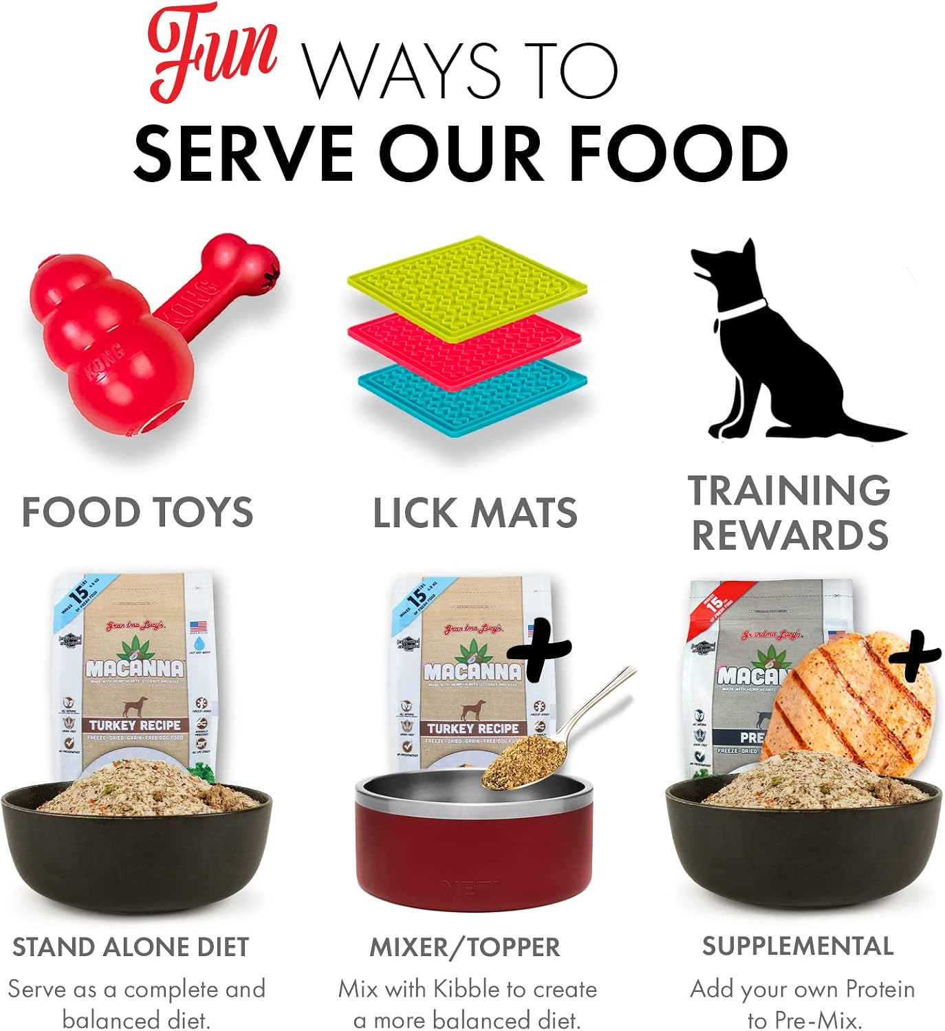 Grandma Lucy's Macanna Dog Food, Grain Free and Freeze-Dried - Salmon Recipe, 3Lb Bag