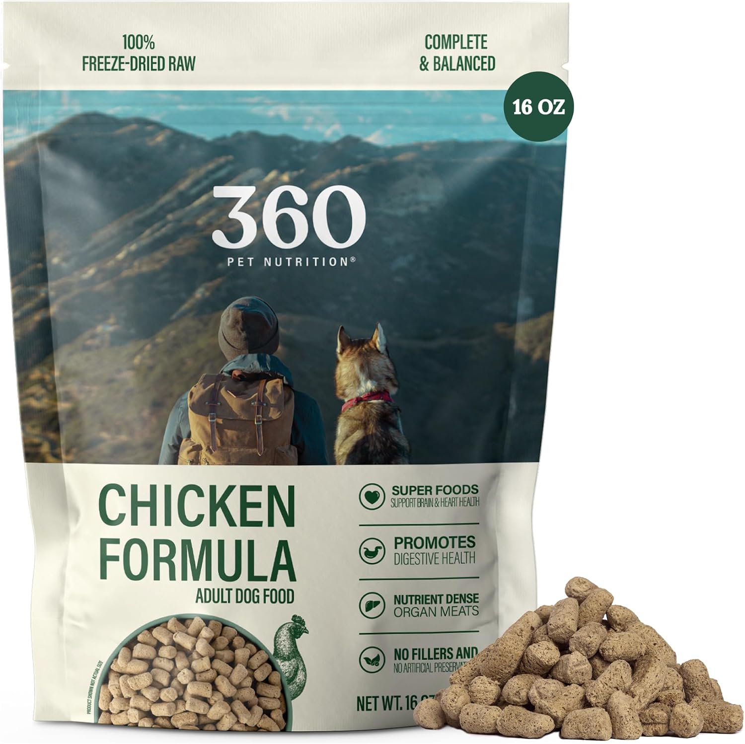 360 Pet Nutrition Freeze-Dried Raw Dog Food – Multi-Protein with Beef, Chicken, Fish, Liver & Organs