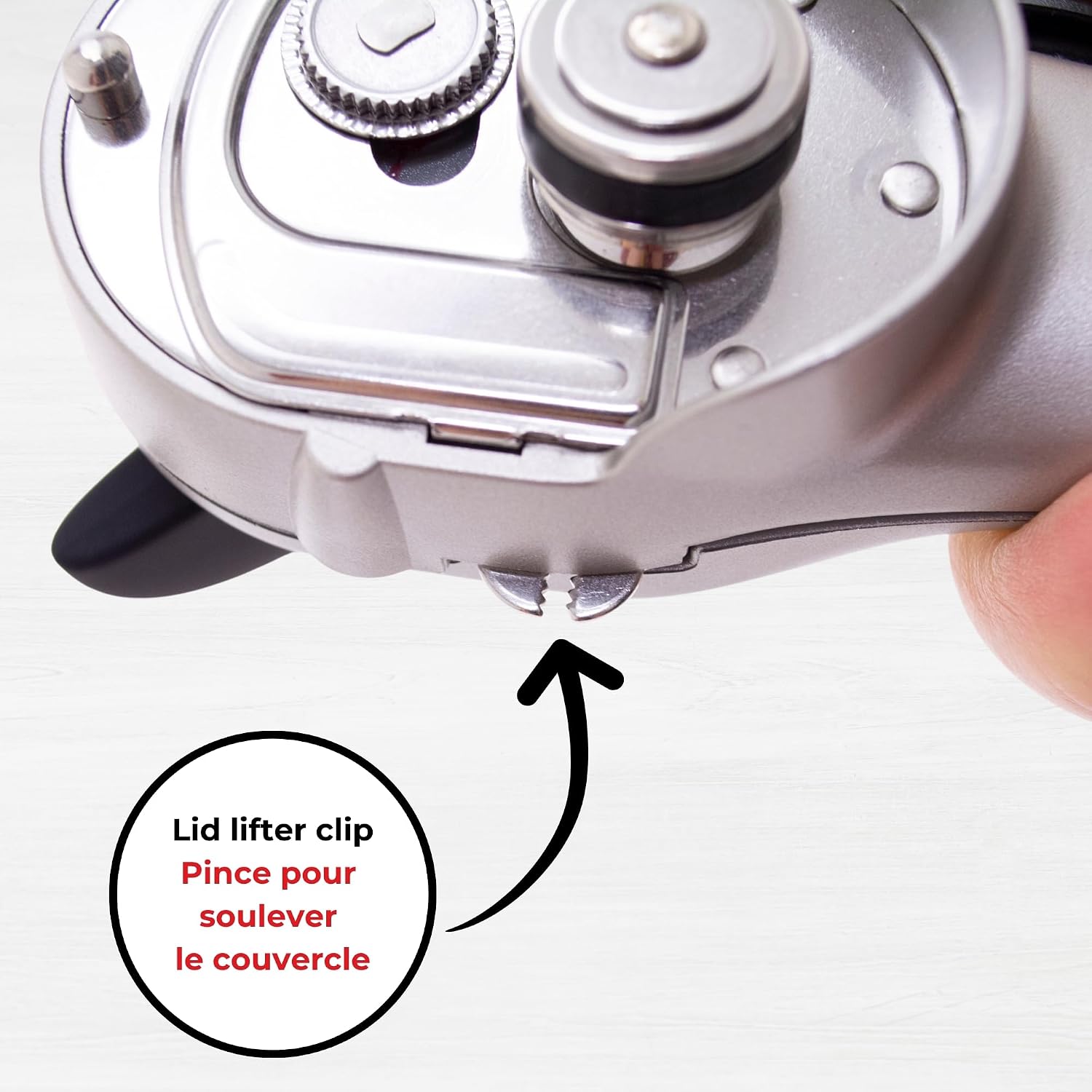 Starfrit Securimax Auto Can Opener, Patented Safe Edge Technology with Lid Lifter, Leaves No Sharp Edges on Lid & Can, Ambidextrous Use