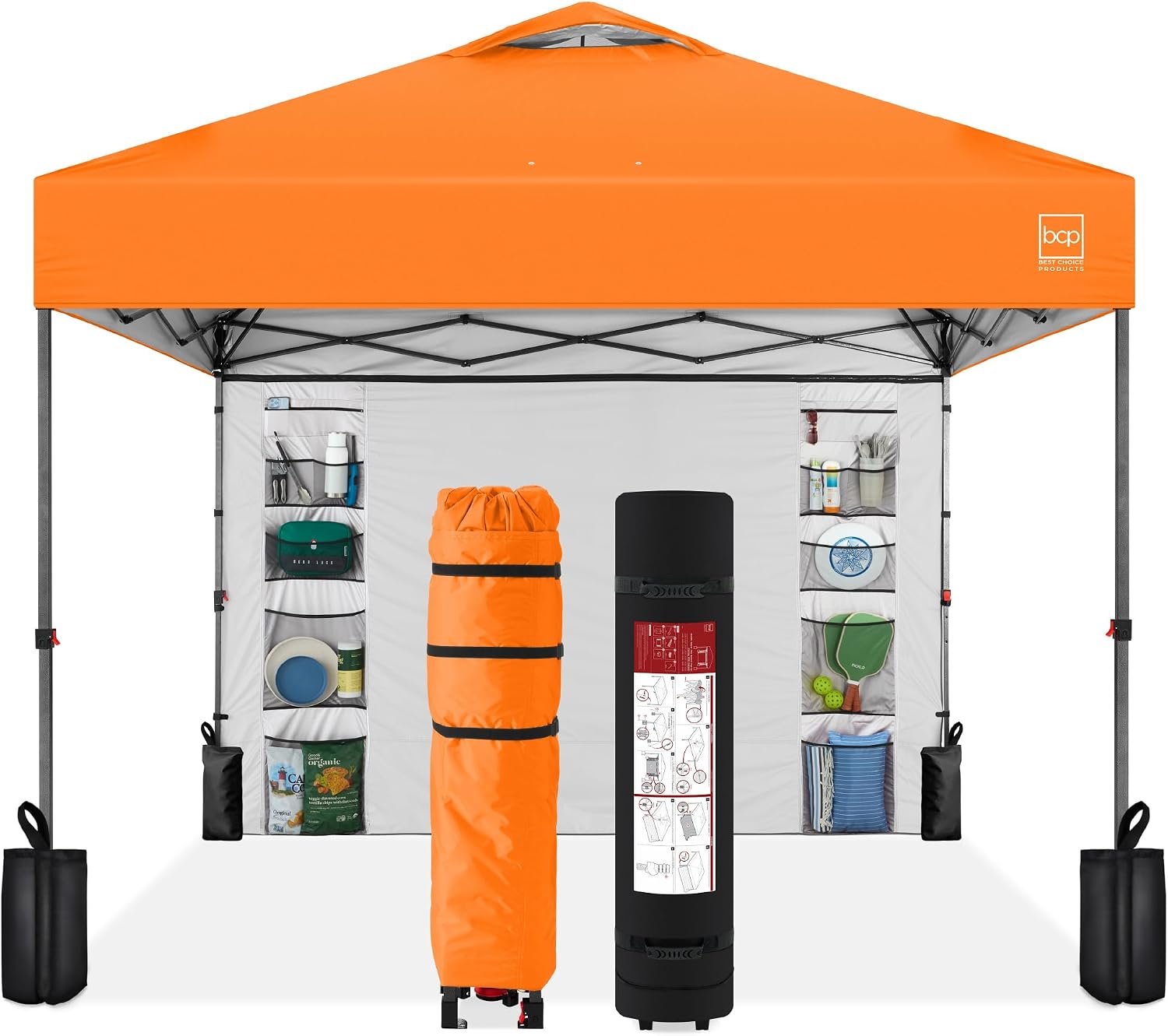 Best Choice Products 10x10ft Pop Up Canopy Tent, Outdoor Shade, 1 Person 1 Minute Set Up, Carry Case, 4 Weight Bags - White