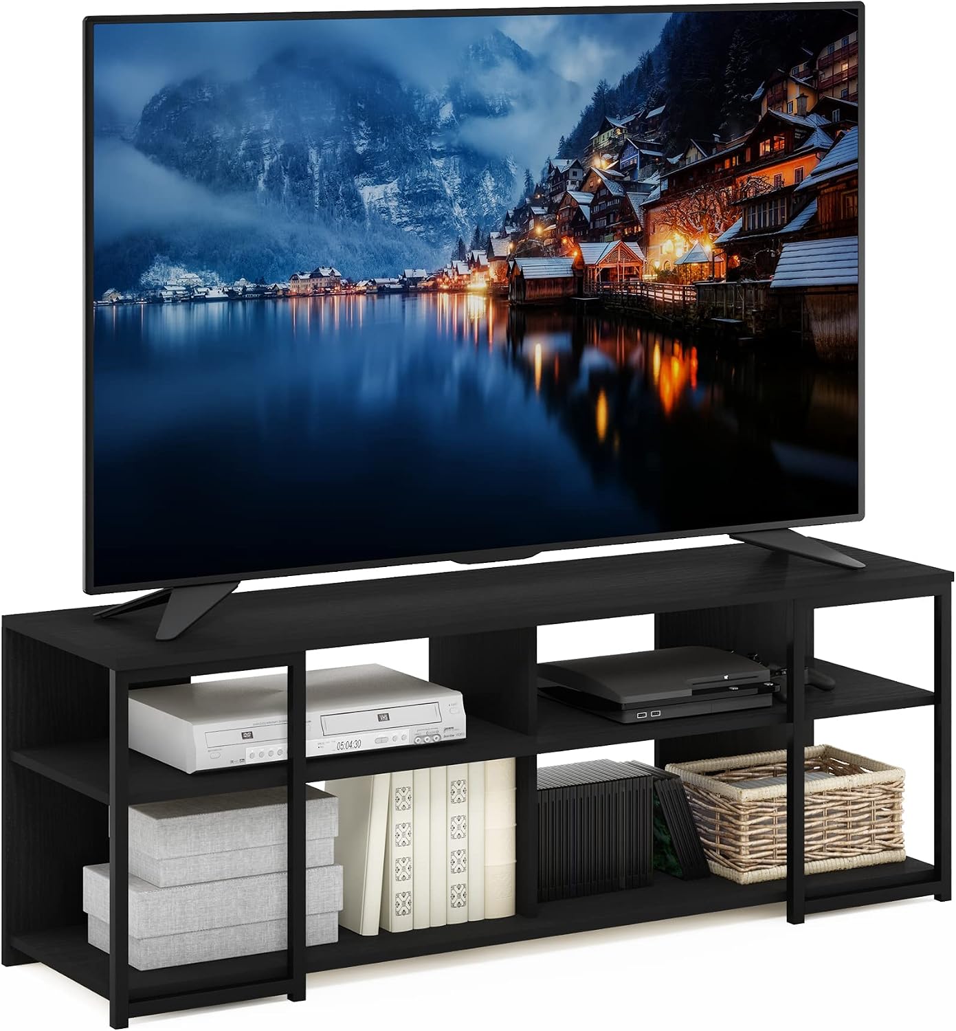 Furinno Fowler Multipurpose TV Stand Bookshelves, French Oak Grey