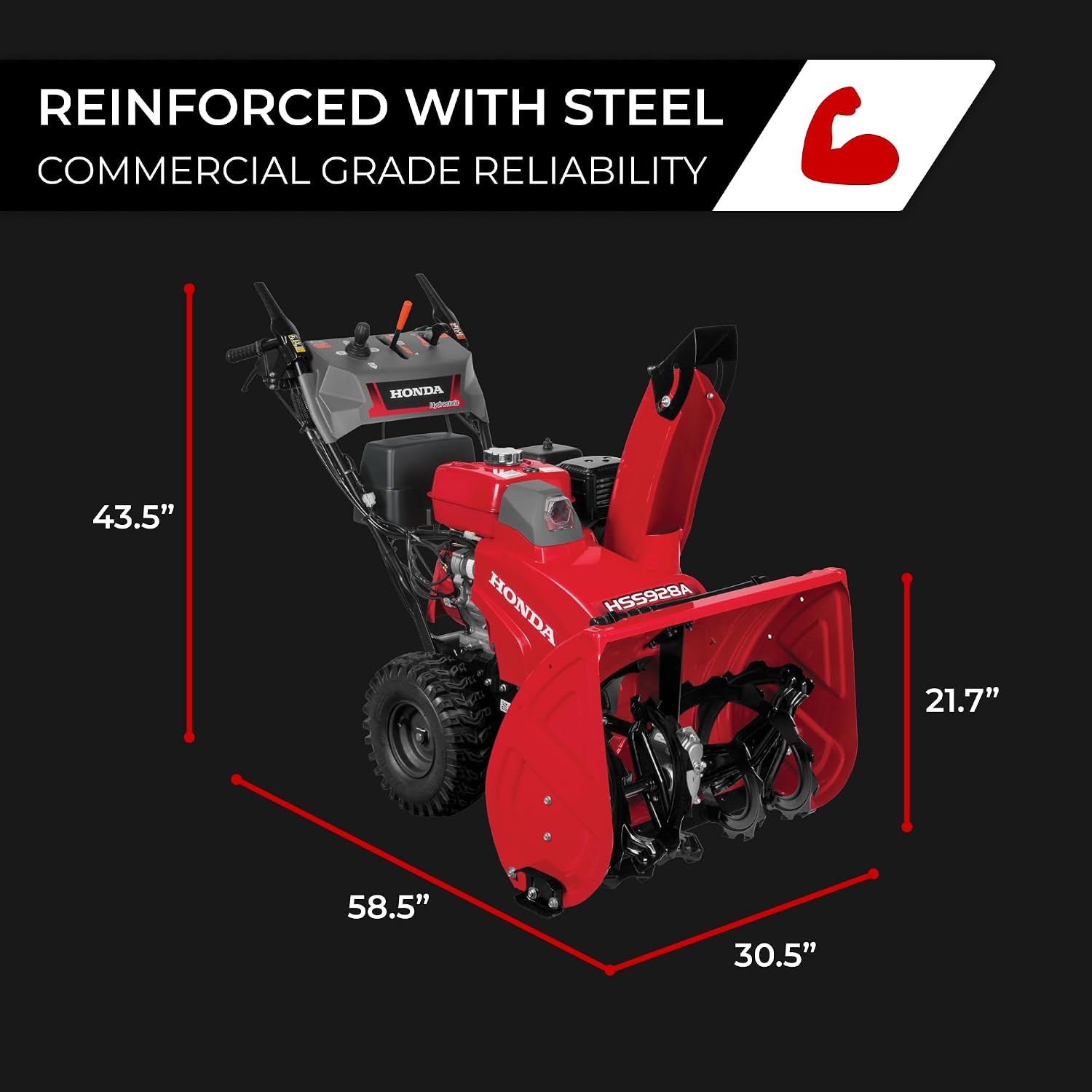 Honda HSS928 28-Inch Two Stage Snow Blower (HSS928AAW) | Pneumatic Sure-Grip Tires, Clears Up to 1900 Pounds per Minute with 52-Foot Max Throwing Distance, Self-Propelled
