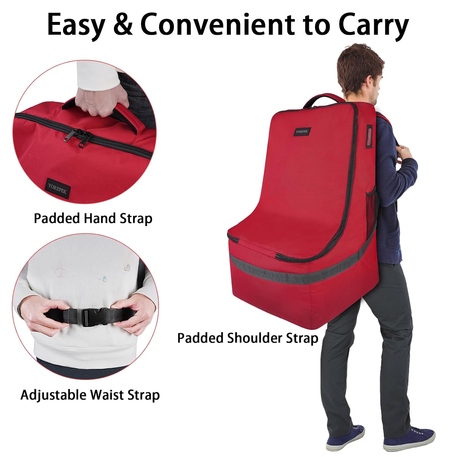 YOREPEK Padded Car Seat Travel Bag Backpack, Toddler Travel Essentials