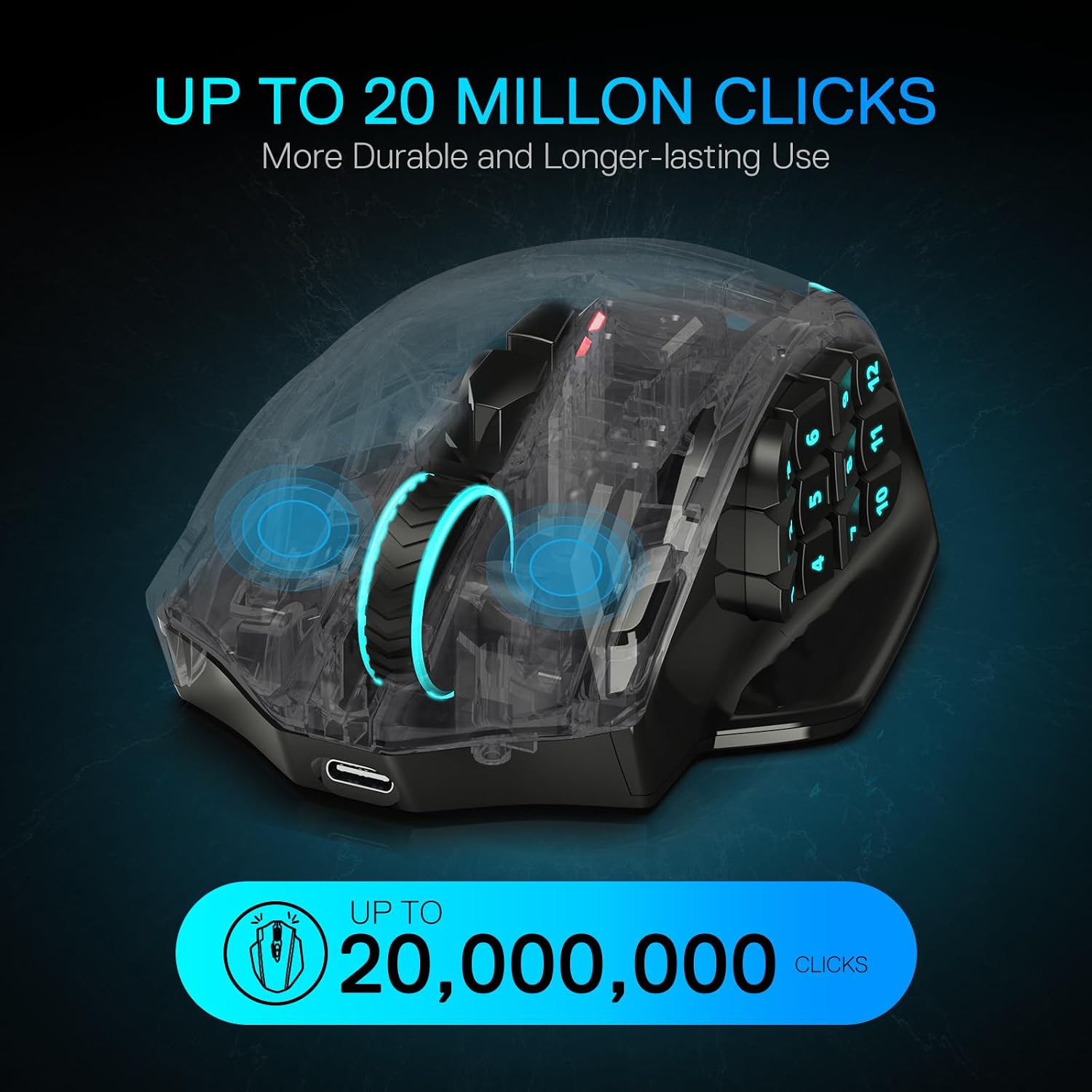 Redragon M908 Wired MMO RGB Gaming Mouse 12400 DPI Remapping Keys | Stable Lag-Free Connection, Redefine Keybinding Macro, Vibing Backlight, Ergonomic Grip Body Comfort