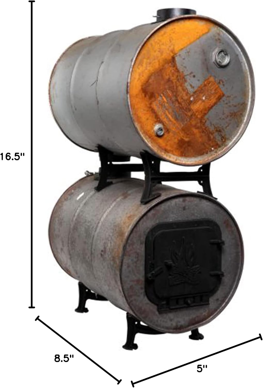 US Stove BKAD500 Cast Iron Double Barrel Camp Stove Adapter Kit | For BSK1000 And DR55 55 Gal Drum, 2900 W Max Output, LPG Fuel, 16.5 x 5 x 8.5 in