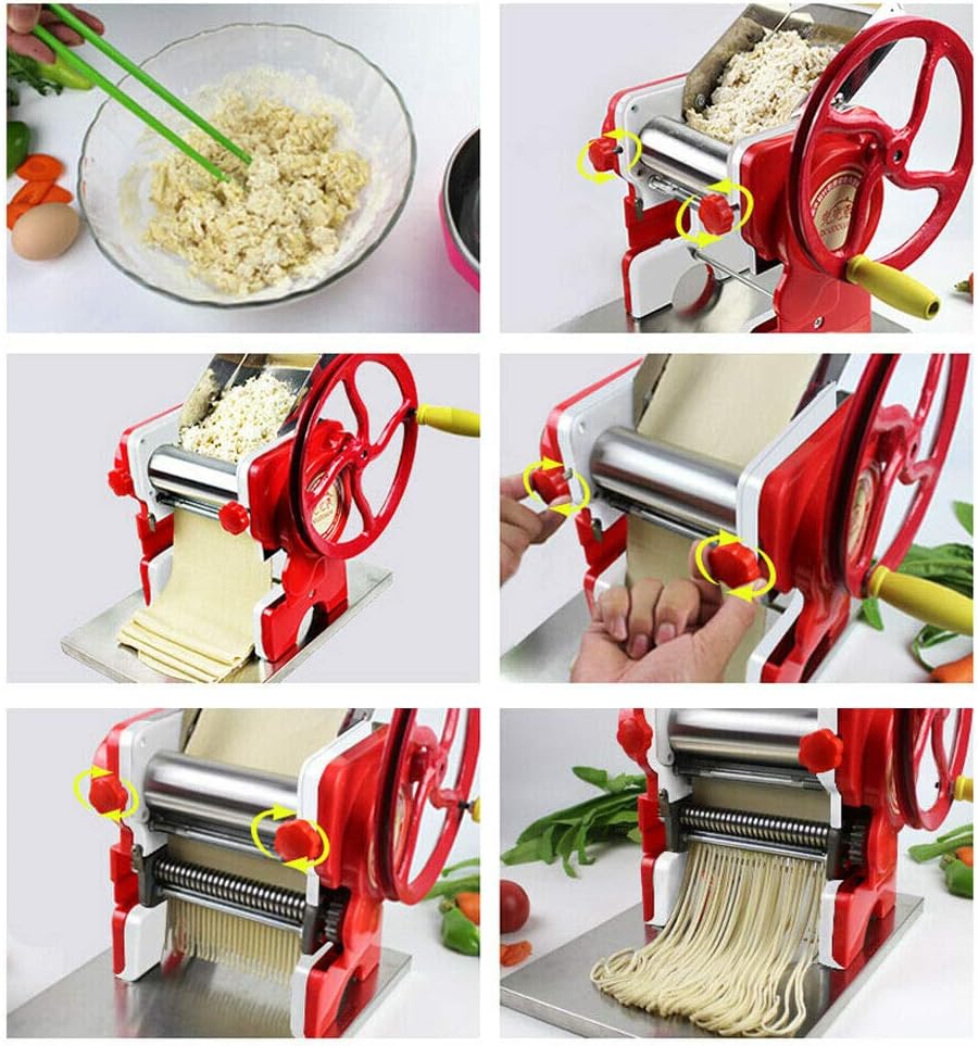 Noodle Machine, TBVECHI Iron Body Multi-functional Manual Noodle Pasta Dumpling Skin Maker Machine Stainless Steel Dough Stick Kitchen Home