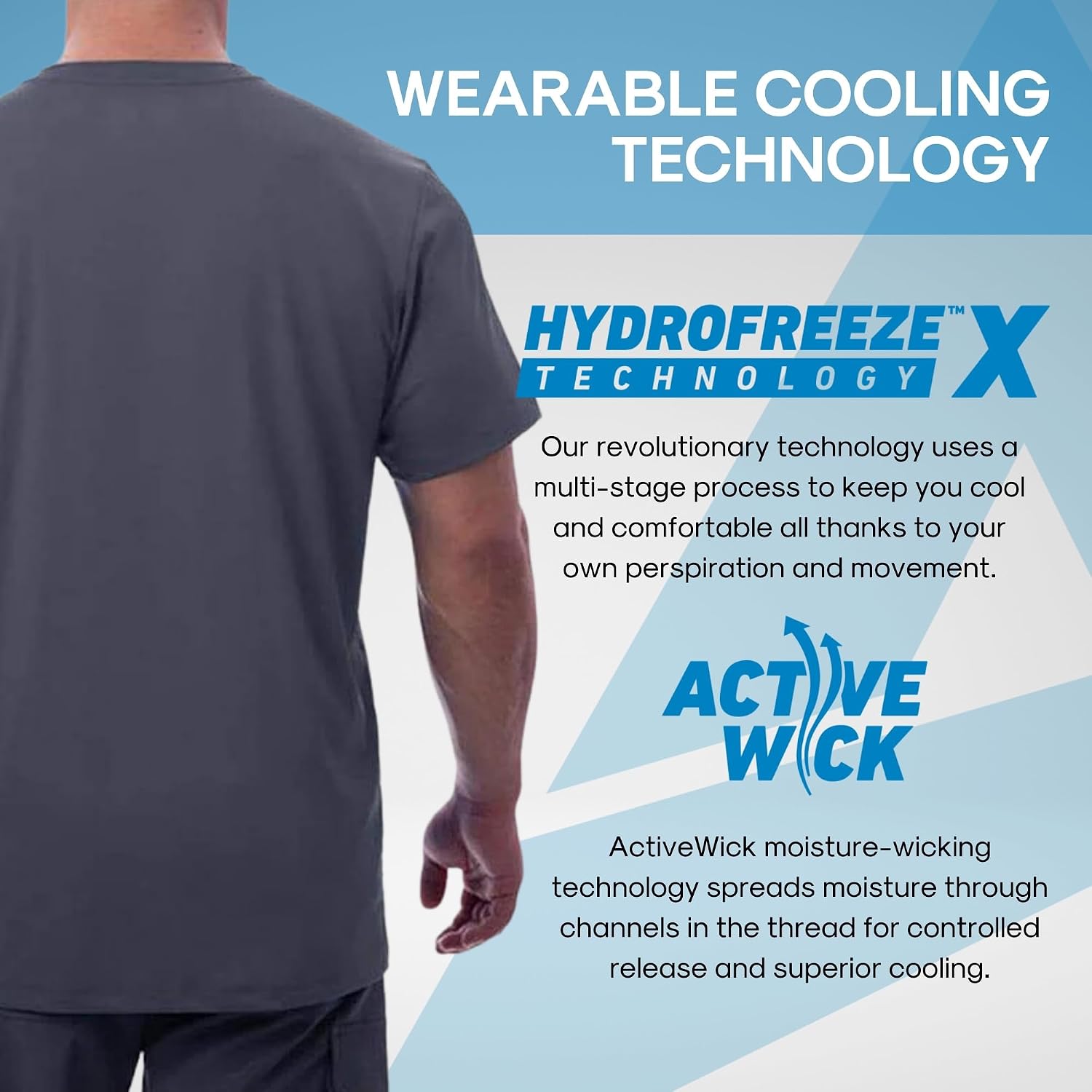 Arctic Cool Men’s Crew Neck Instant Cooling Pocket Workwear Moisture Wicking Performance UPF 50+ Short Sleeve Shirt