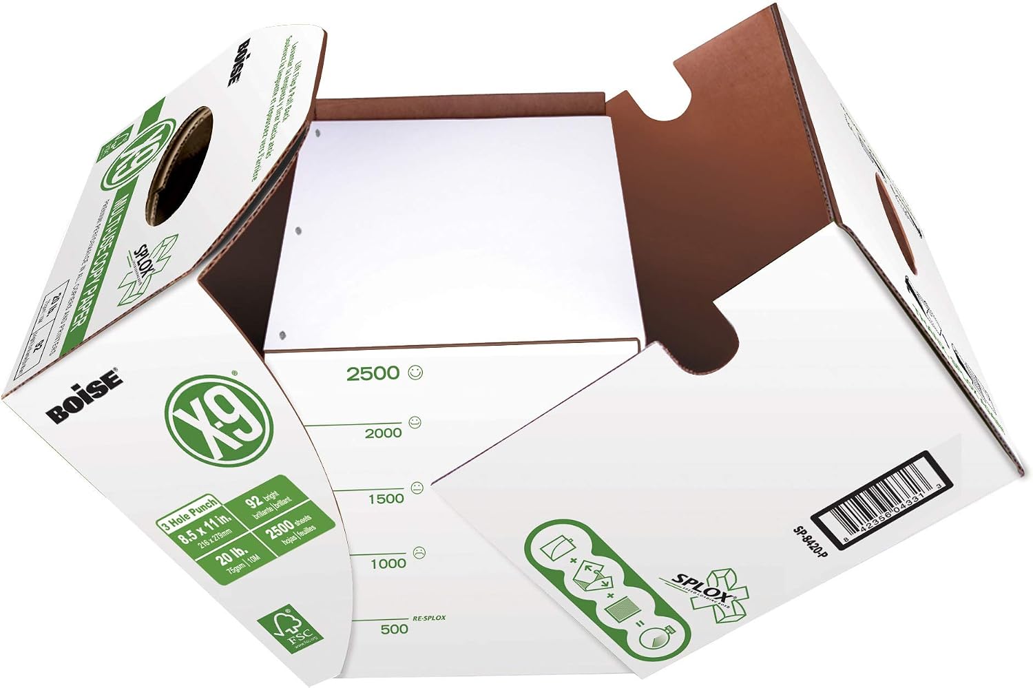 Boise X-9 Multi-Use Printer & Copy Paper, 5 Reams, White, Ledger (11in x 17in), 2500 Sheets Per Case, 20 Lb, 92 Brightness