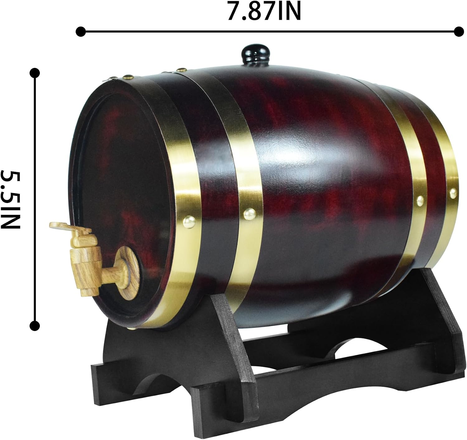 1.5L Whiskey Barrel Dispenser Oak Aging Barrels Home Whiskey Barrel Decanter for Wine, Spirits, Beer, and Liquor (Red Wine)