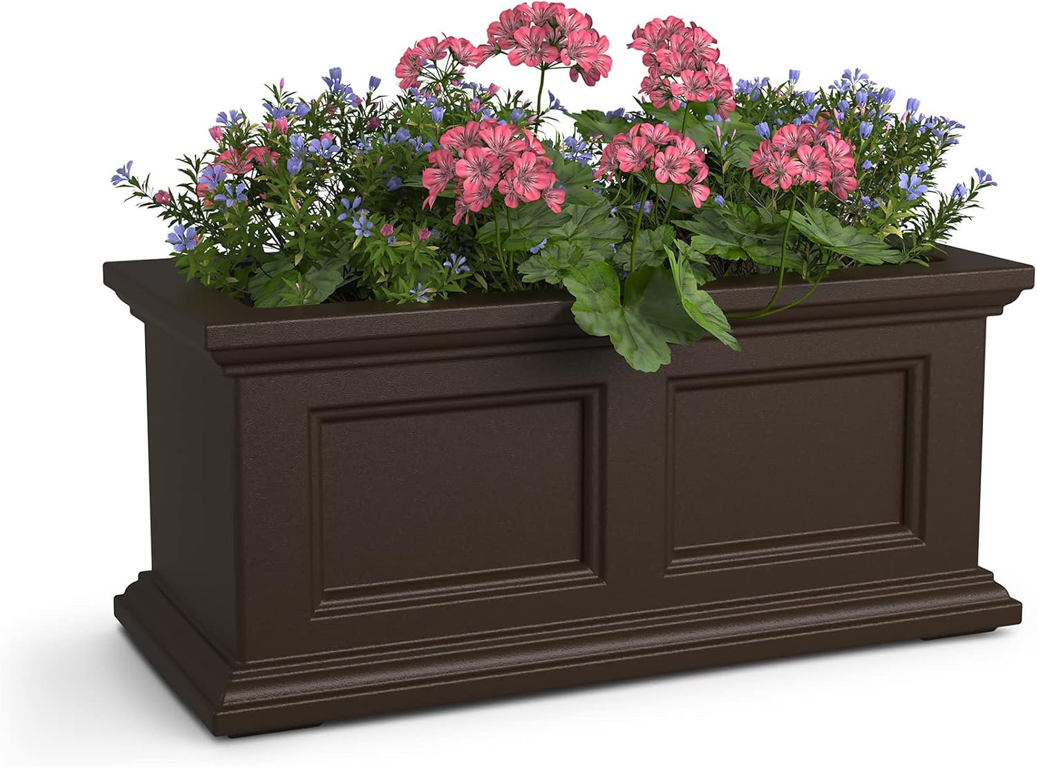 Mayne Fairfield 48in Self-Watering Rectangular Window Box Planter, Black | Self-watering, All season, Fade resistant, Mounting brackets included, Built-in overflow, 15-year warranty