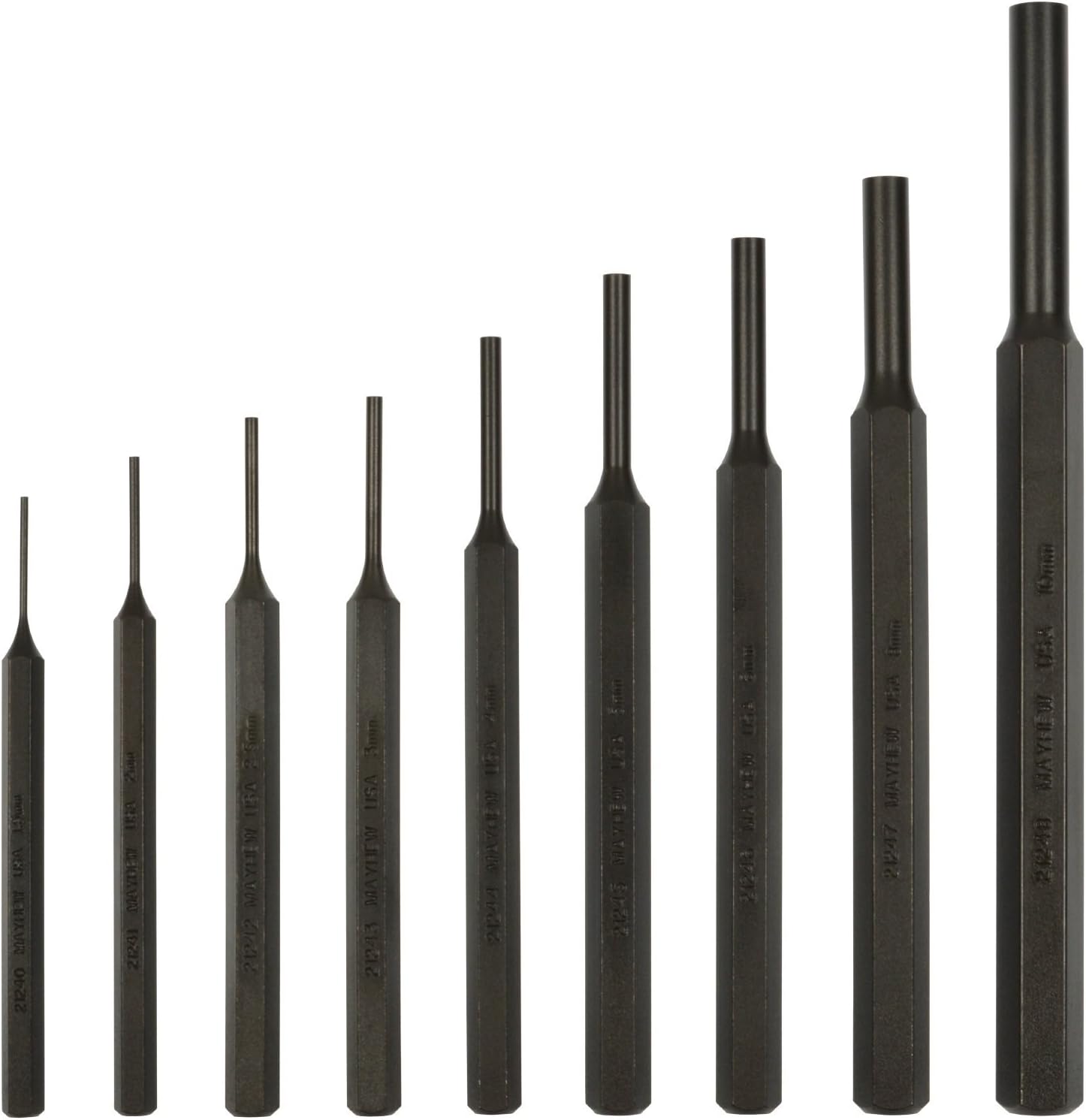 Mayhew 66253 11-Piece Hardened Steel Pin Punch 11 Piece Metric