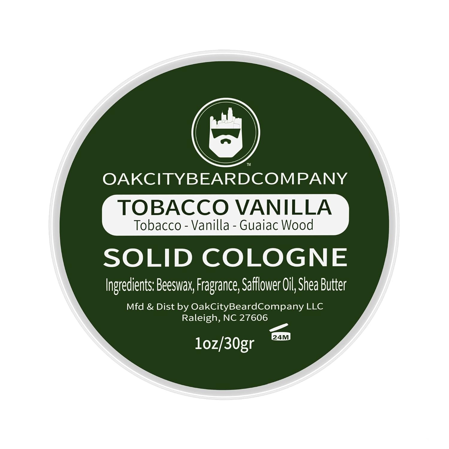 Oak City Beard Company - Tobacco Vanilla - Solid Cologne - 1 Ounce - Tobacco - Vanilla - Guaiac Wood