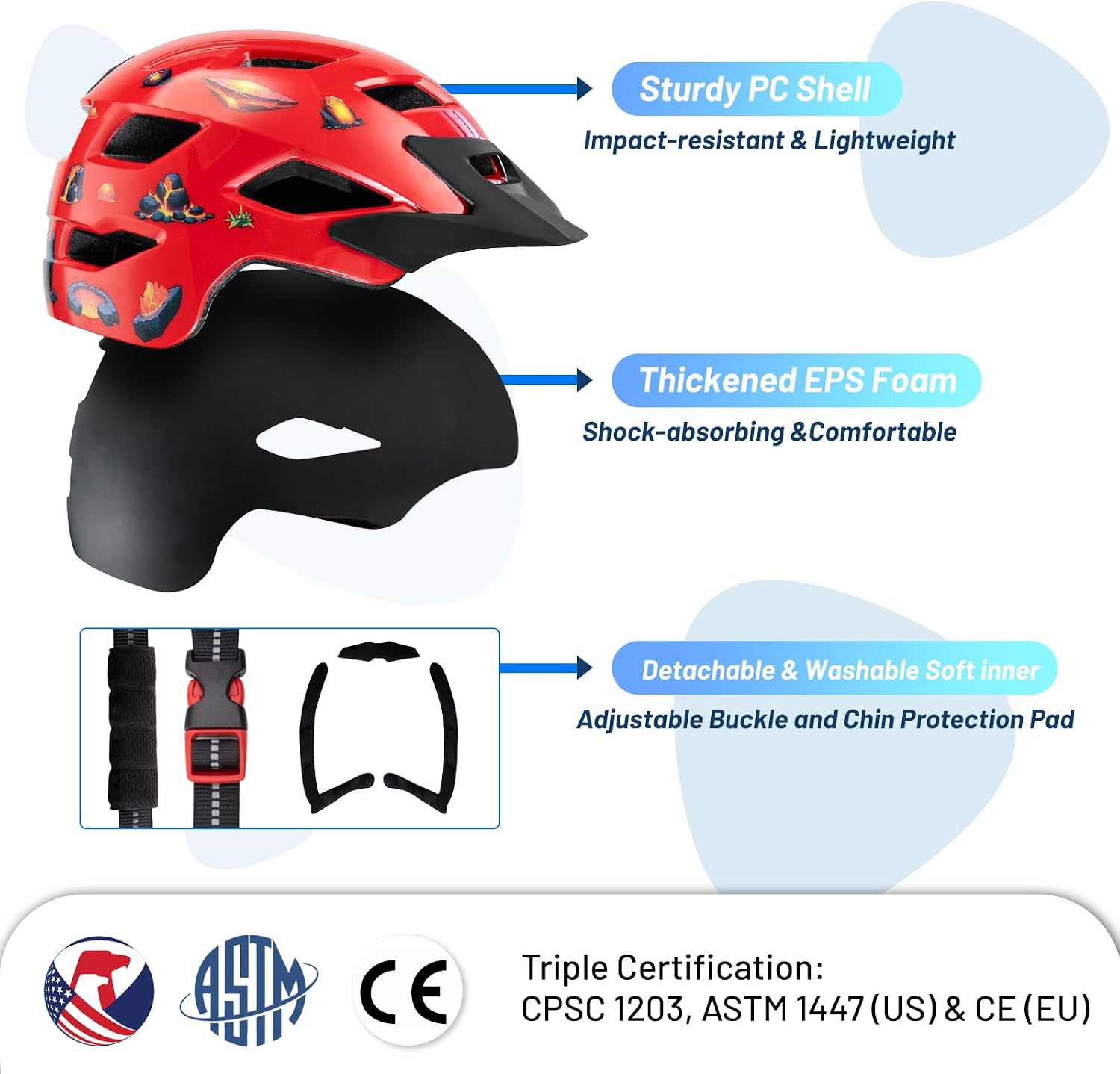 Kids Helmet, SIFVO Kids Bike Helmet Boys and Girls Bike Helmet with Cool Visor Helmet for Kids 5-14
