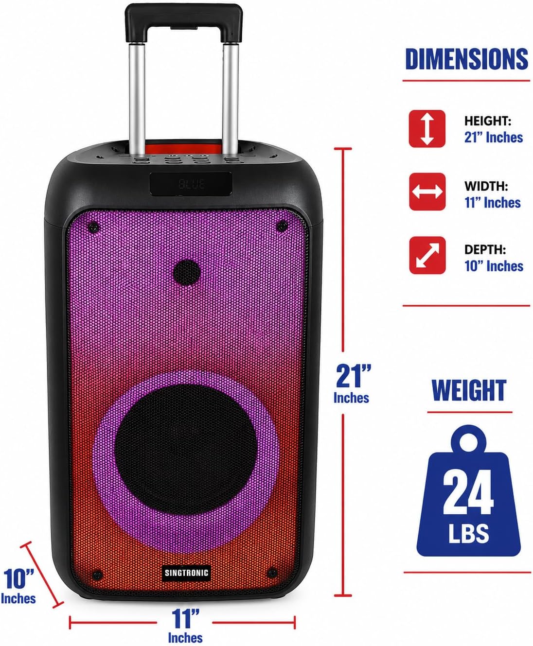 BT-0808Pro Portable 500W All in One Karaoke System, Free: 2 x Professionial Microphones